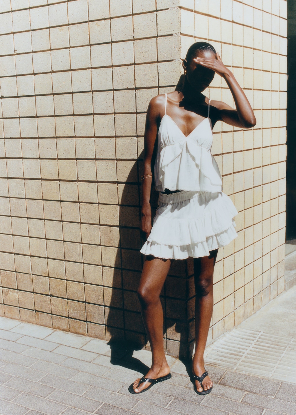 Ruffle top with lace detail