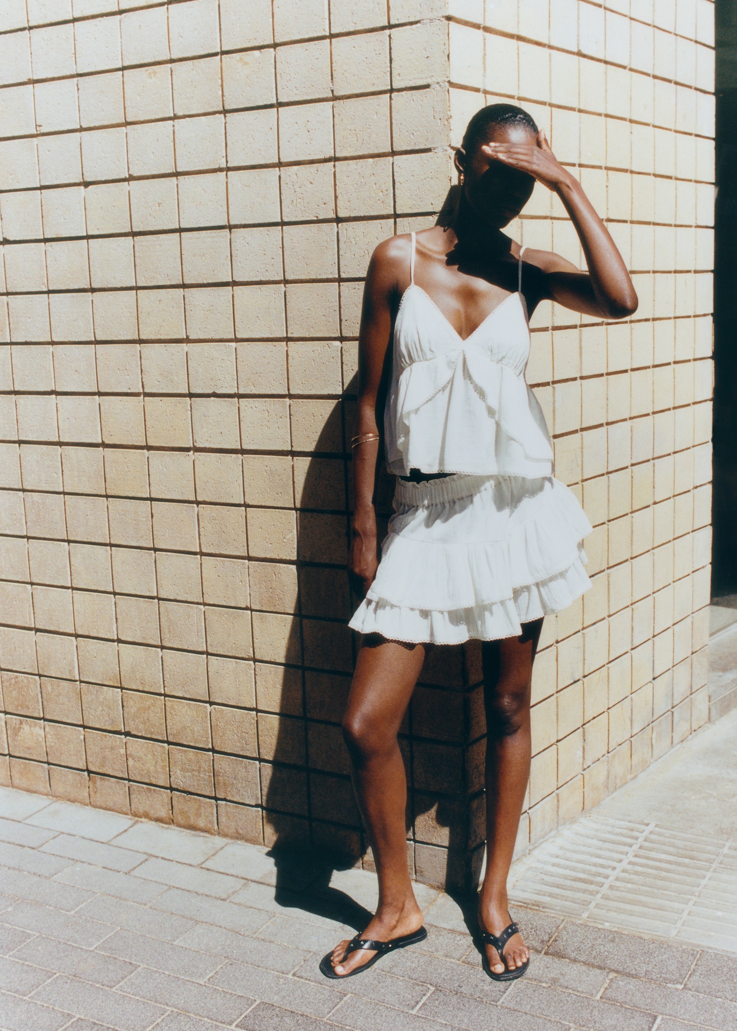 Ruffle top with lace detail