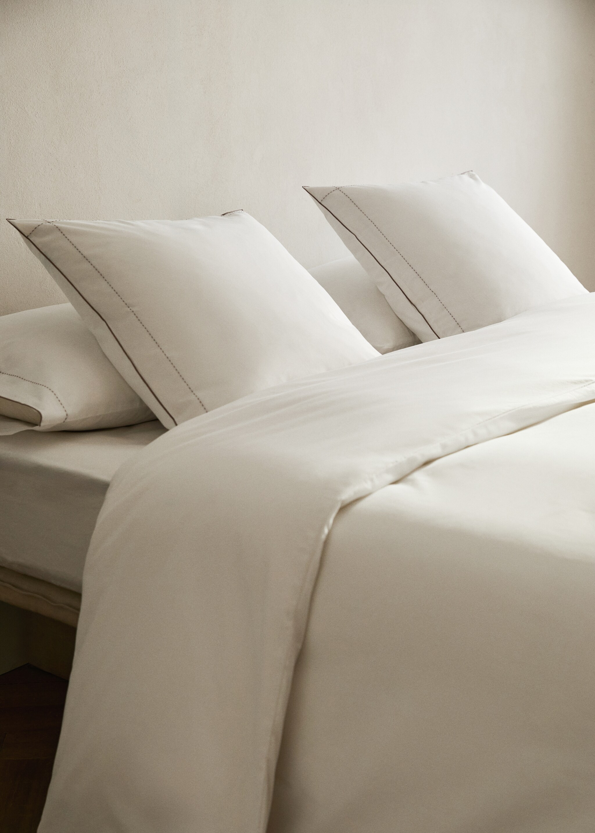 200-thread count percale cotton duvet cover for 150/160 cm bed - Details of the article 7, White. Ref: 17041523-00.