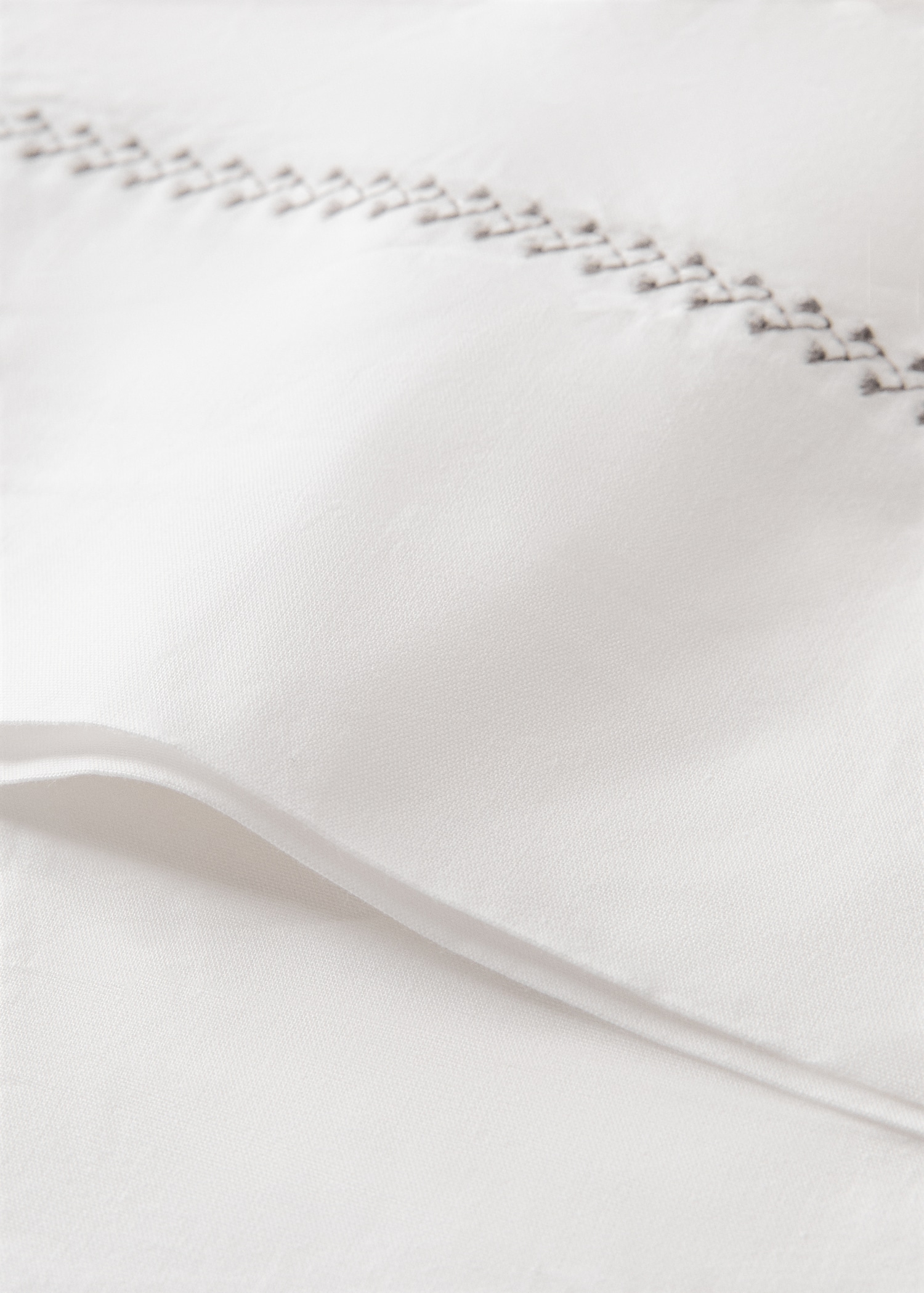 Drap plat en coton percale lavé avec surpiqûre zigzag pour lit 180/200 cm - Détail de l'article 1
