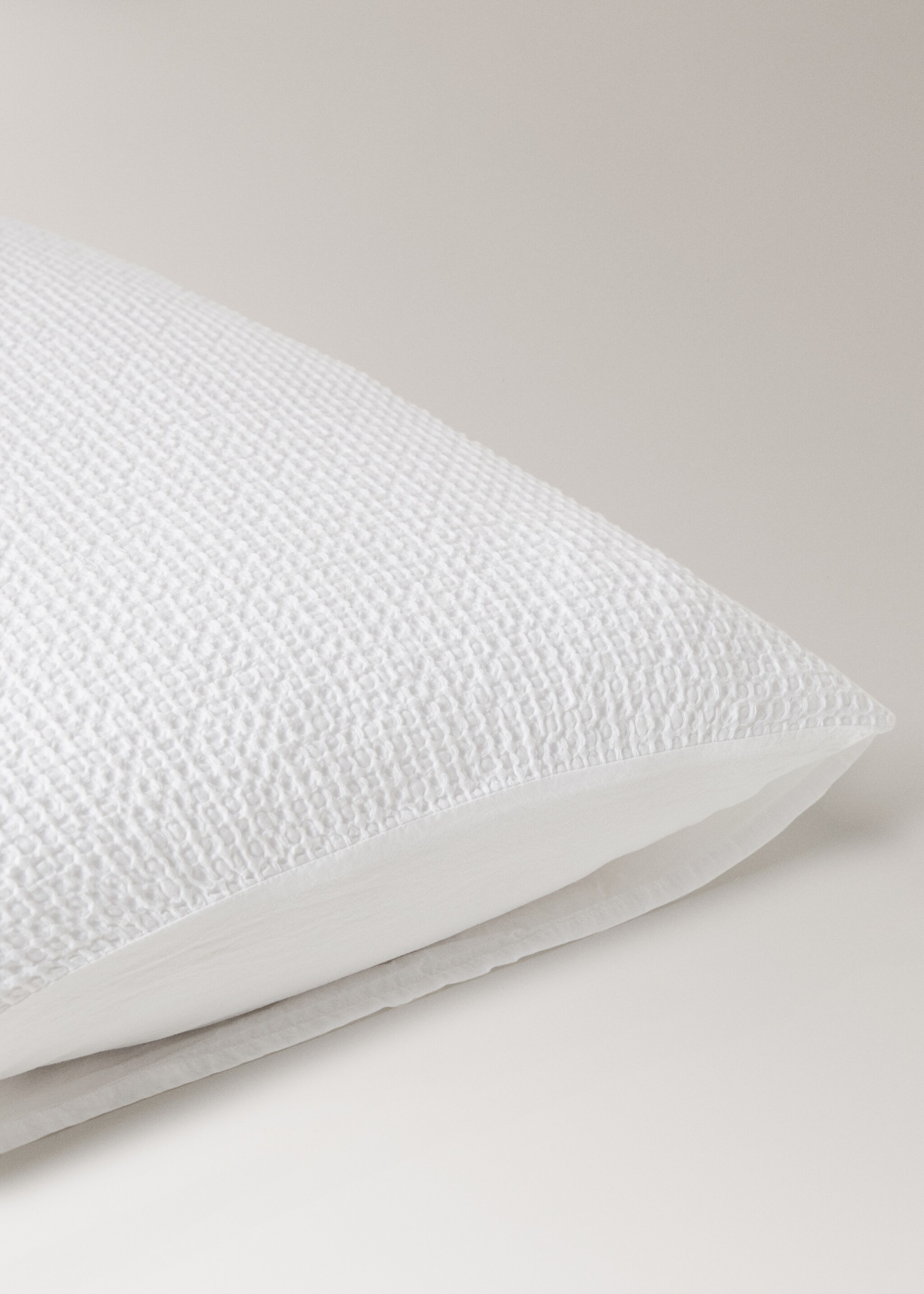 Two cotton waffle percale pillowcases 50x75 cm - Details of the article 2, White. Ref: 17041547-00.