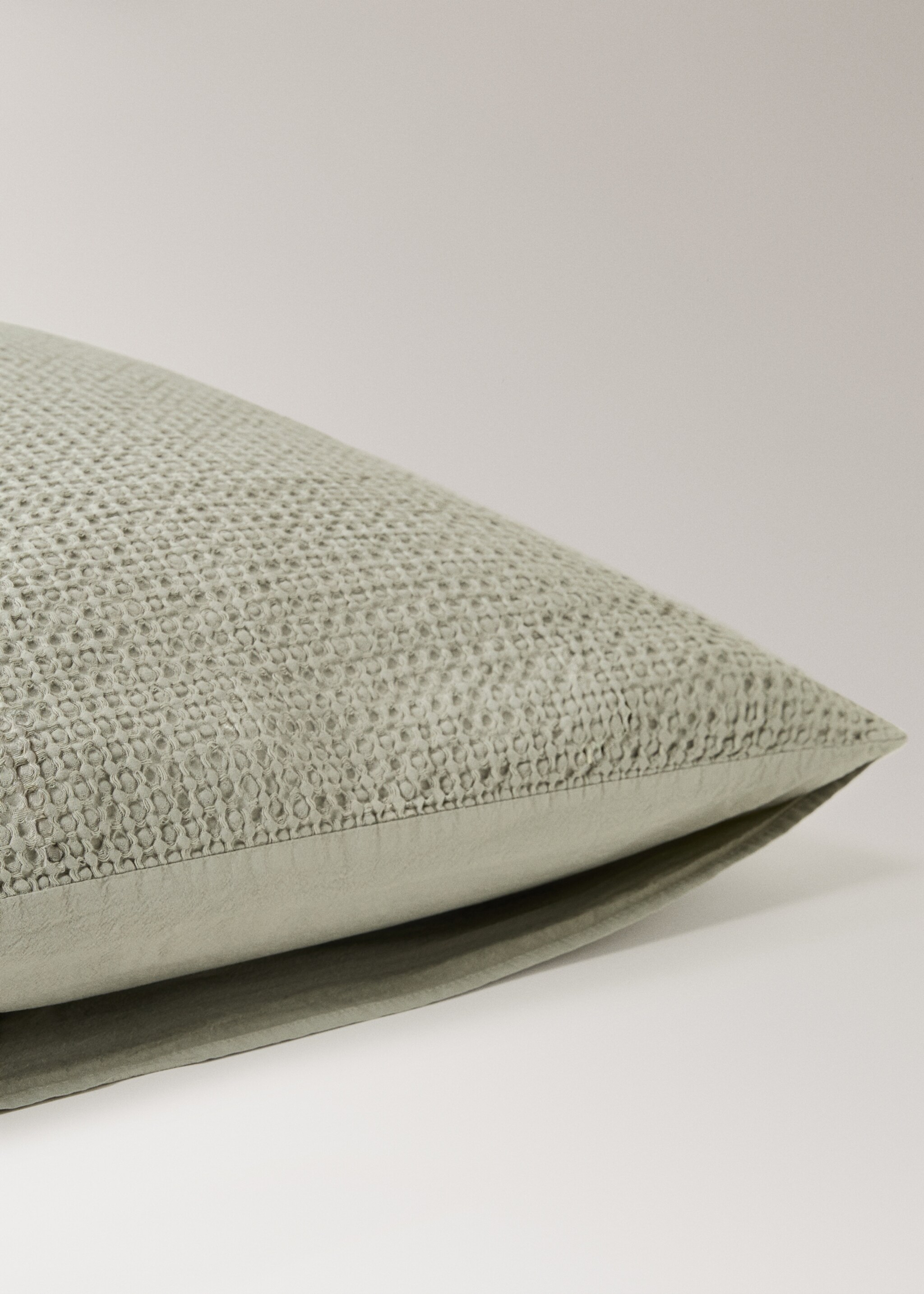 Dues fundes coixinera cotó percala waffle 50x75 cm - Detall de l'article 2, Verd bosc. Ref: 17041547-00.