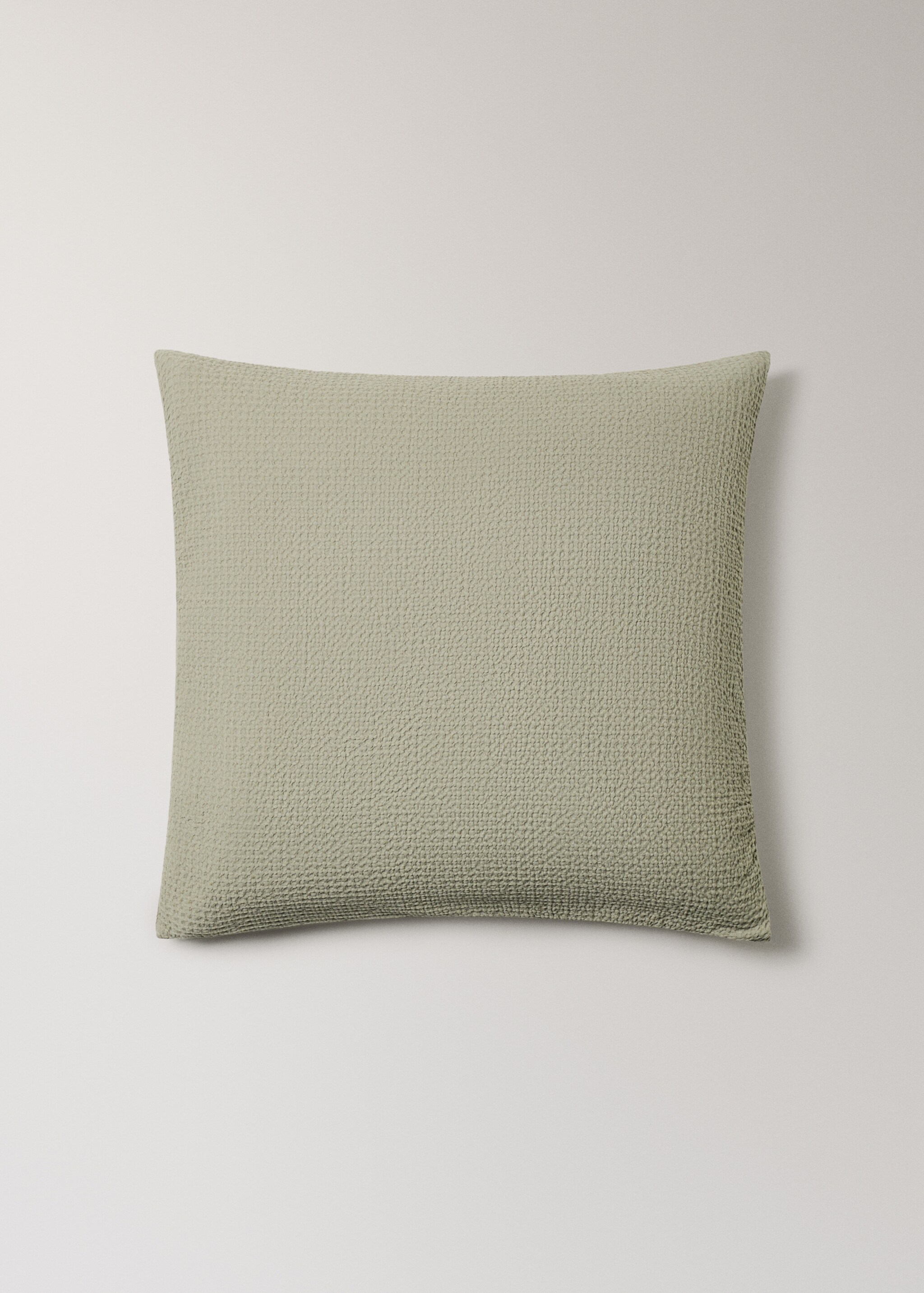 Deux taies d'oreiller en percale de coton gaufré 60x60 cm - Article sans modèle, Vert forêt. Ref: 17041548-00.