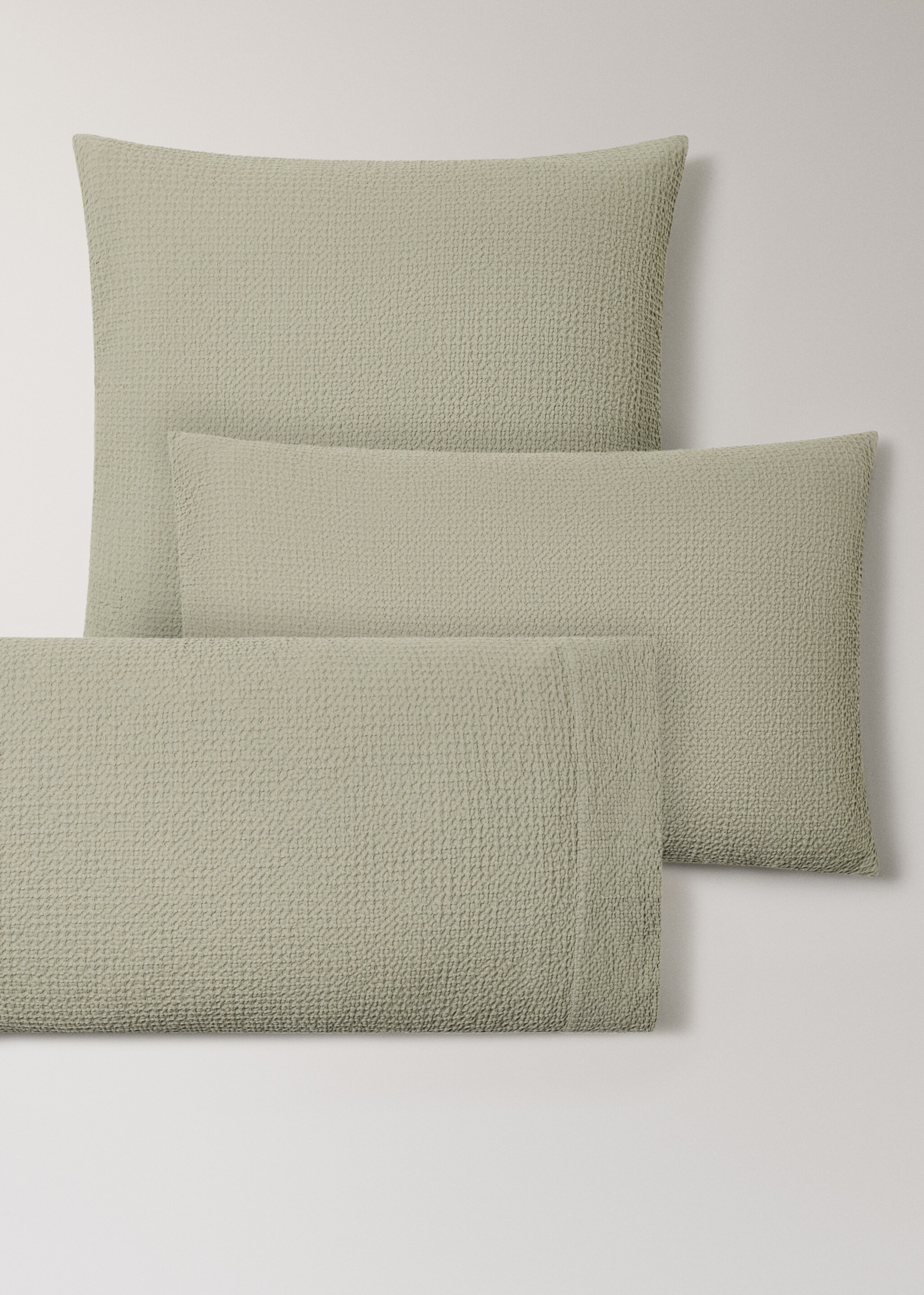 Deux taies d'oreiller en percale de coton gaufré 60x60 cm - Détail de l'article 4, Vert forêt. Ref: 17041548-00.