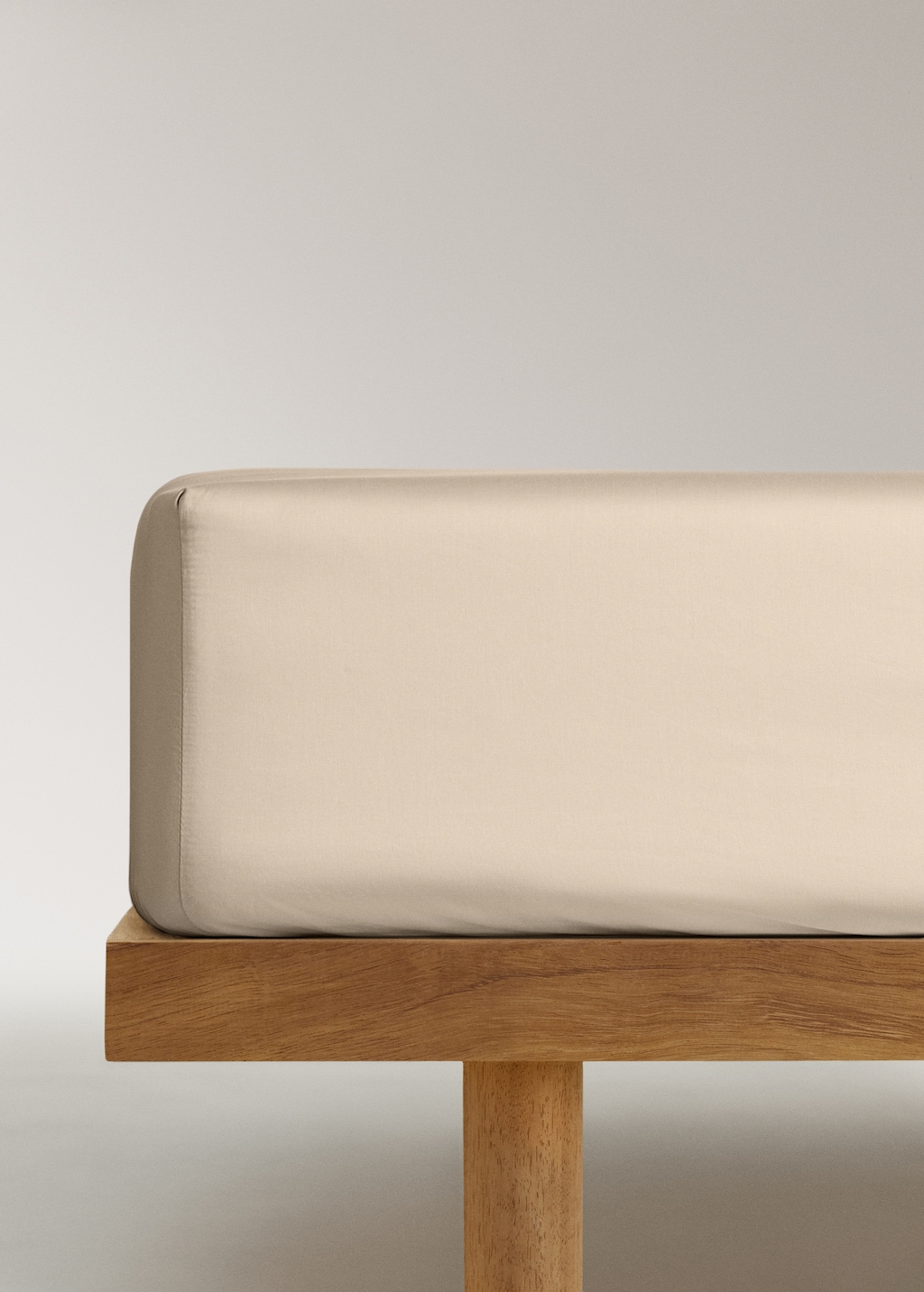 600-thread washed cotton fitted sheet for 90 cm bed