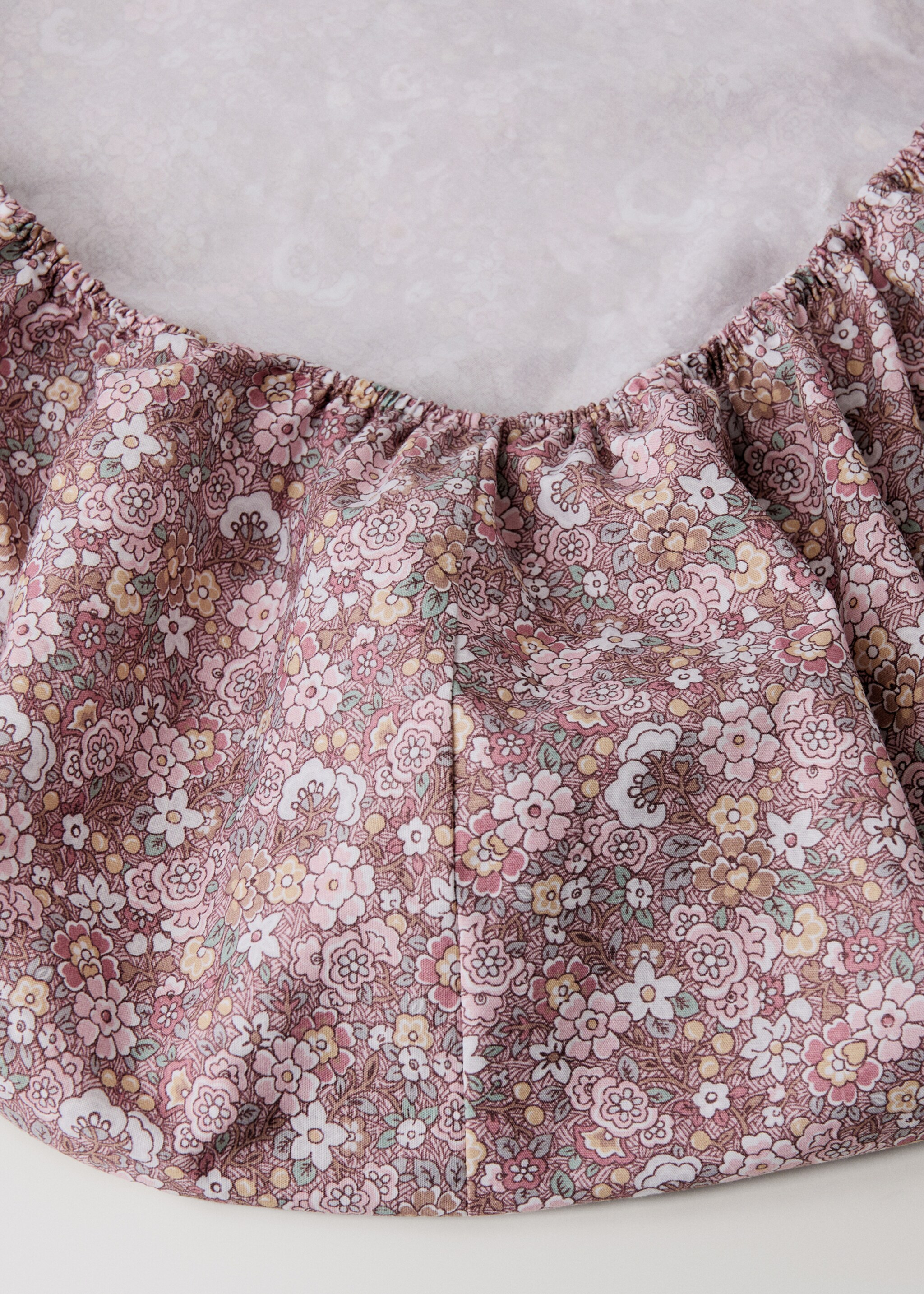 Children's fitted sheet, cotton percale with small floral print Single bed - Details of the article 1, Pink. Ref: 17041572-00.