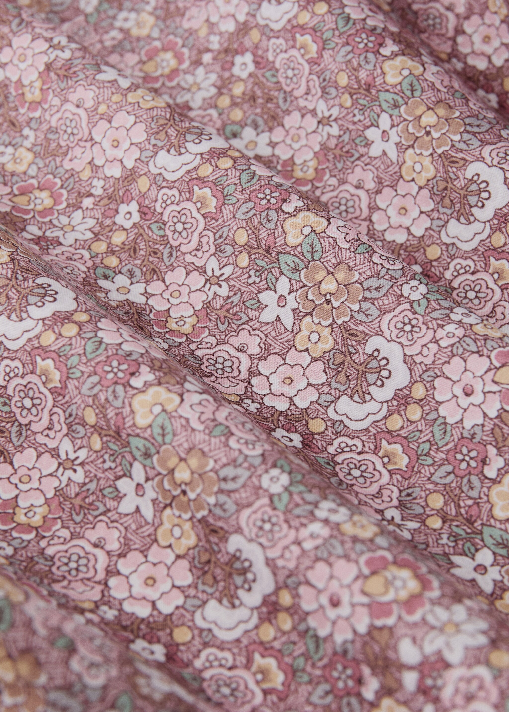 Children's fitted sheet, cotton percale with small floral print Single bed - Details of the article 2, Pink. Ref: 17041572-00.