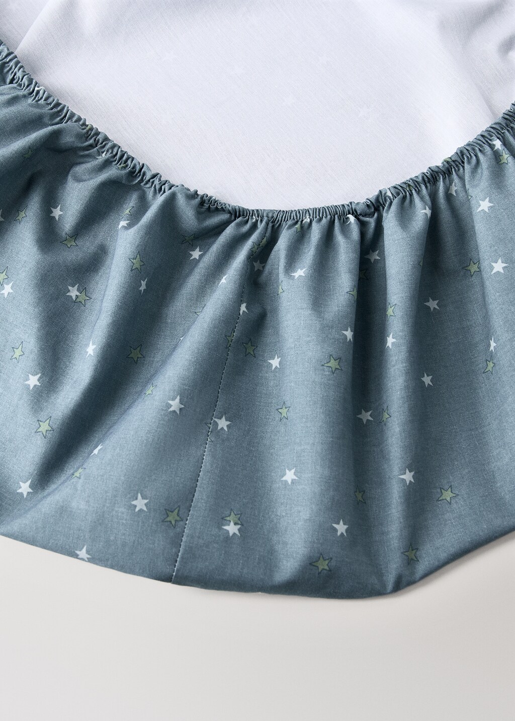 Children's percale cotton fitted sheet with star print for 90 cm bed