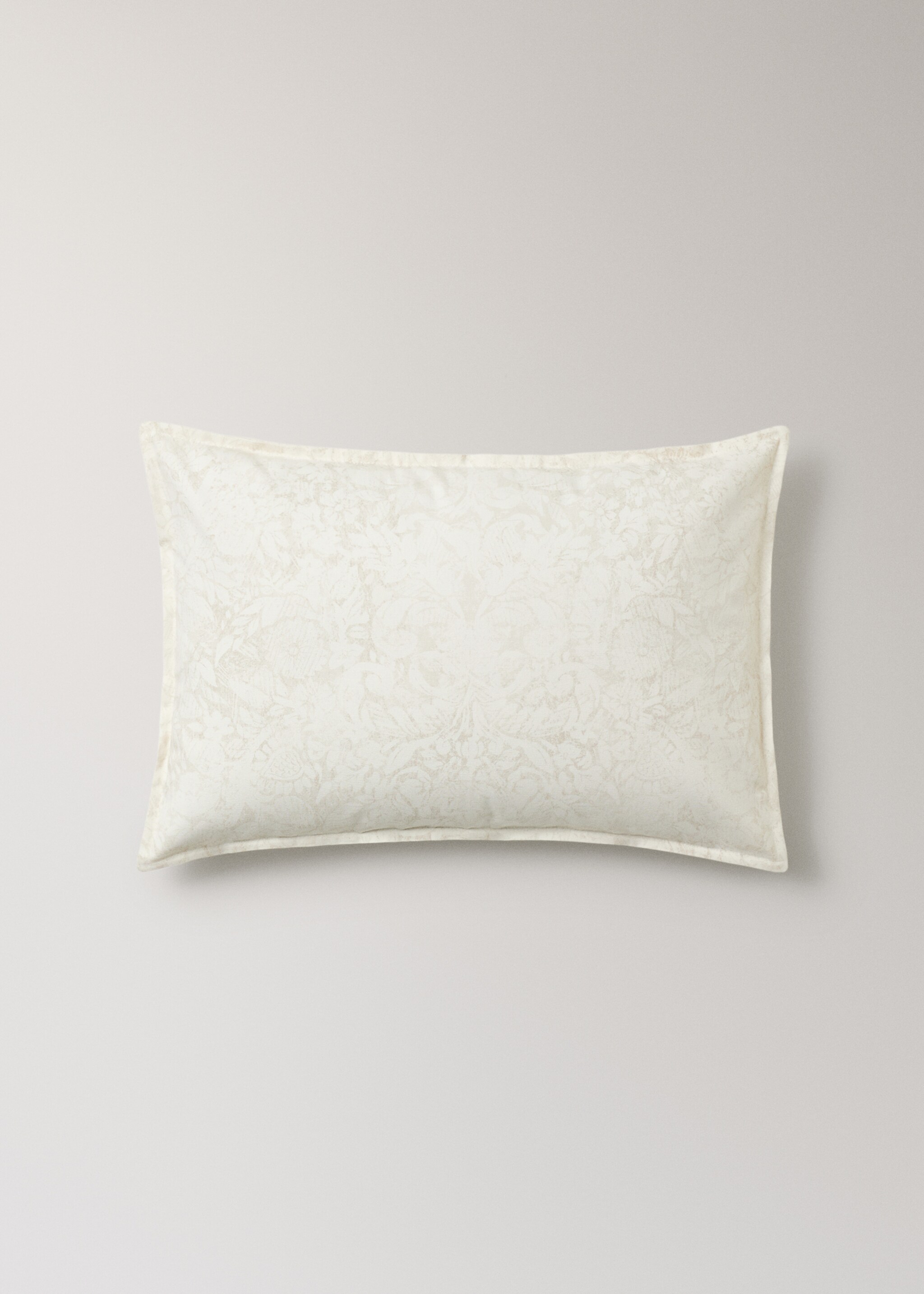 Cotton canvas floral-print cushion cover 40x60 cm - Article without model, Light/Pastel Brown. Ref: 17041585-00.