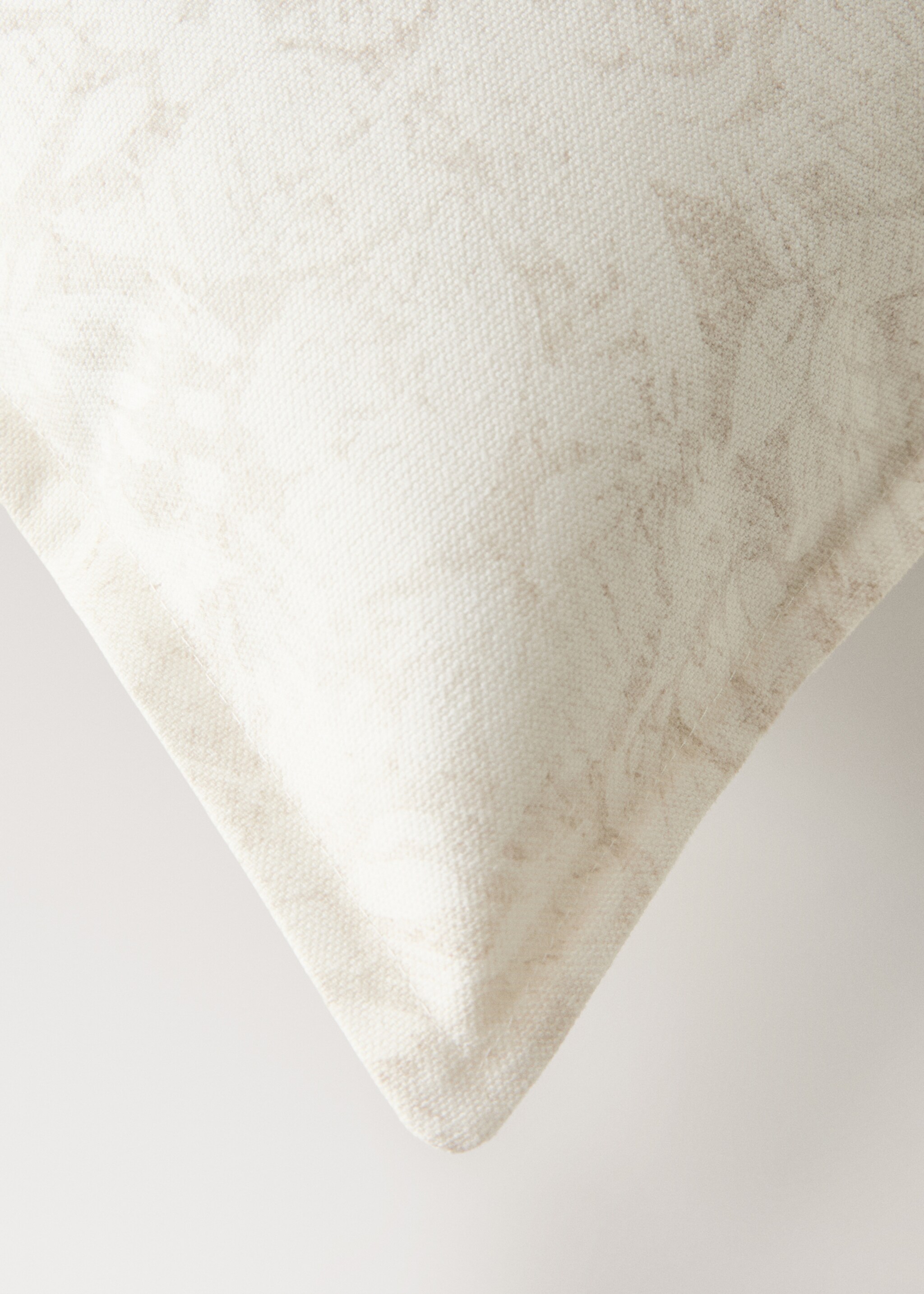 Cotton canvas floral-print cushion cover 40x60 cm - Details of the article 3, Light/Pastel Brown. Ref: 17041585-00.