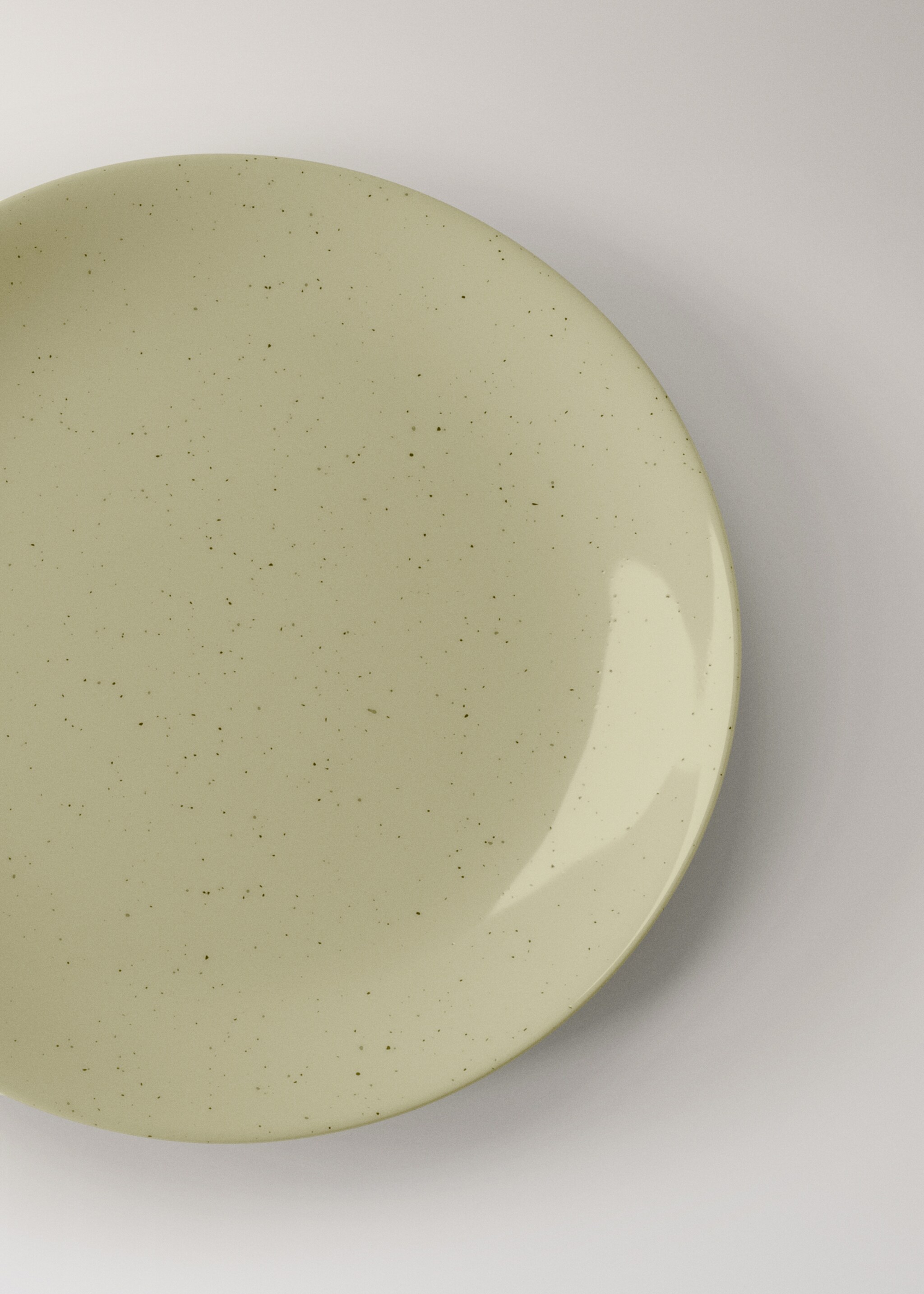 Stoneware dinner plate with spots - Details of the article 2, Green. Ref: 17042037-00.