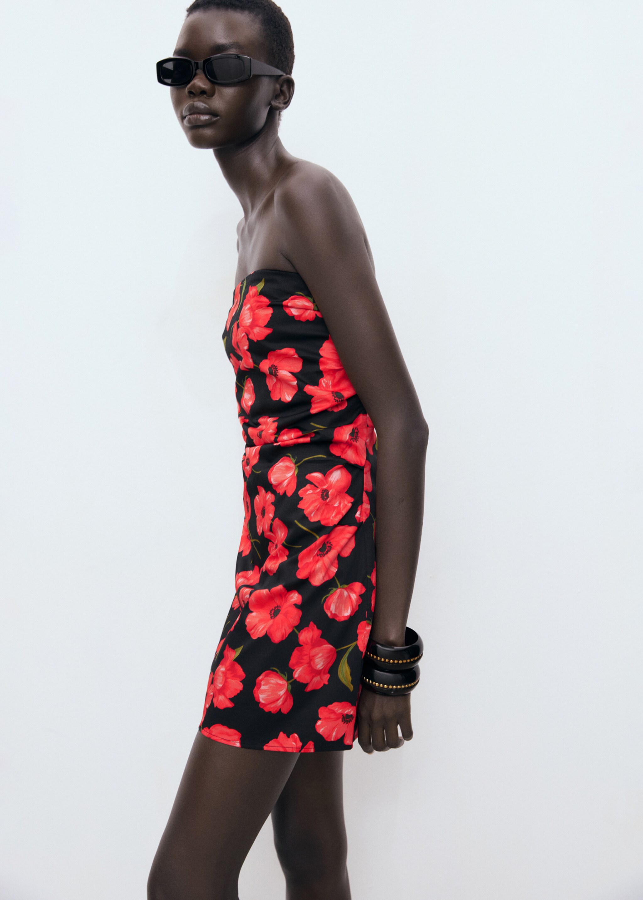Strapless floral dress - Details of the article 1