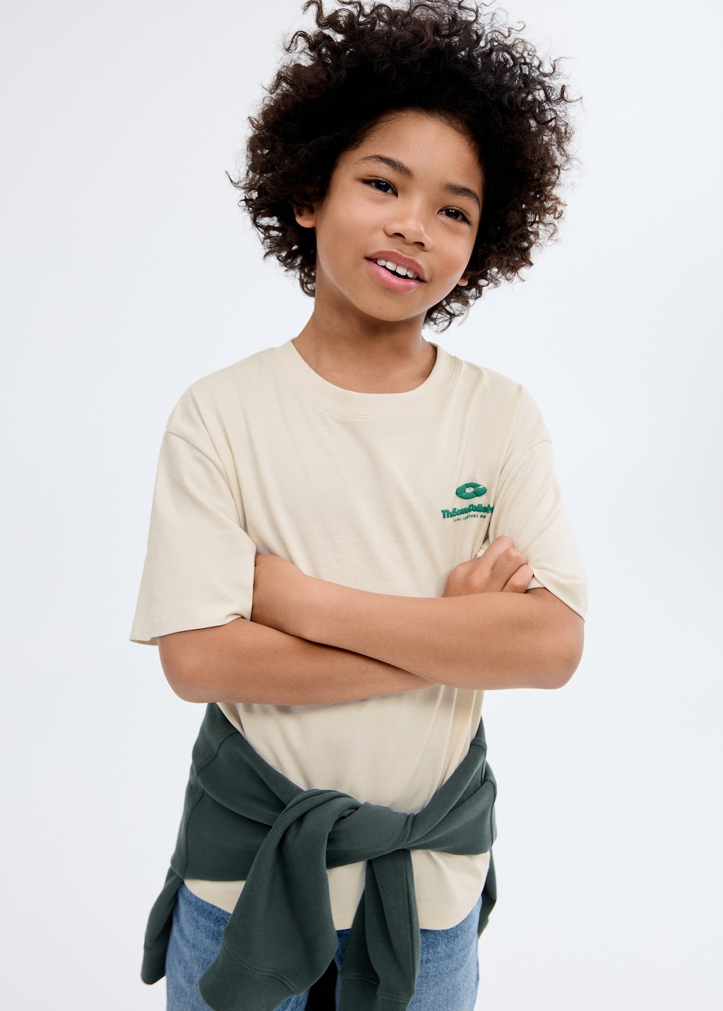 Printed embossed letters t-shirt