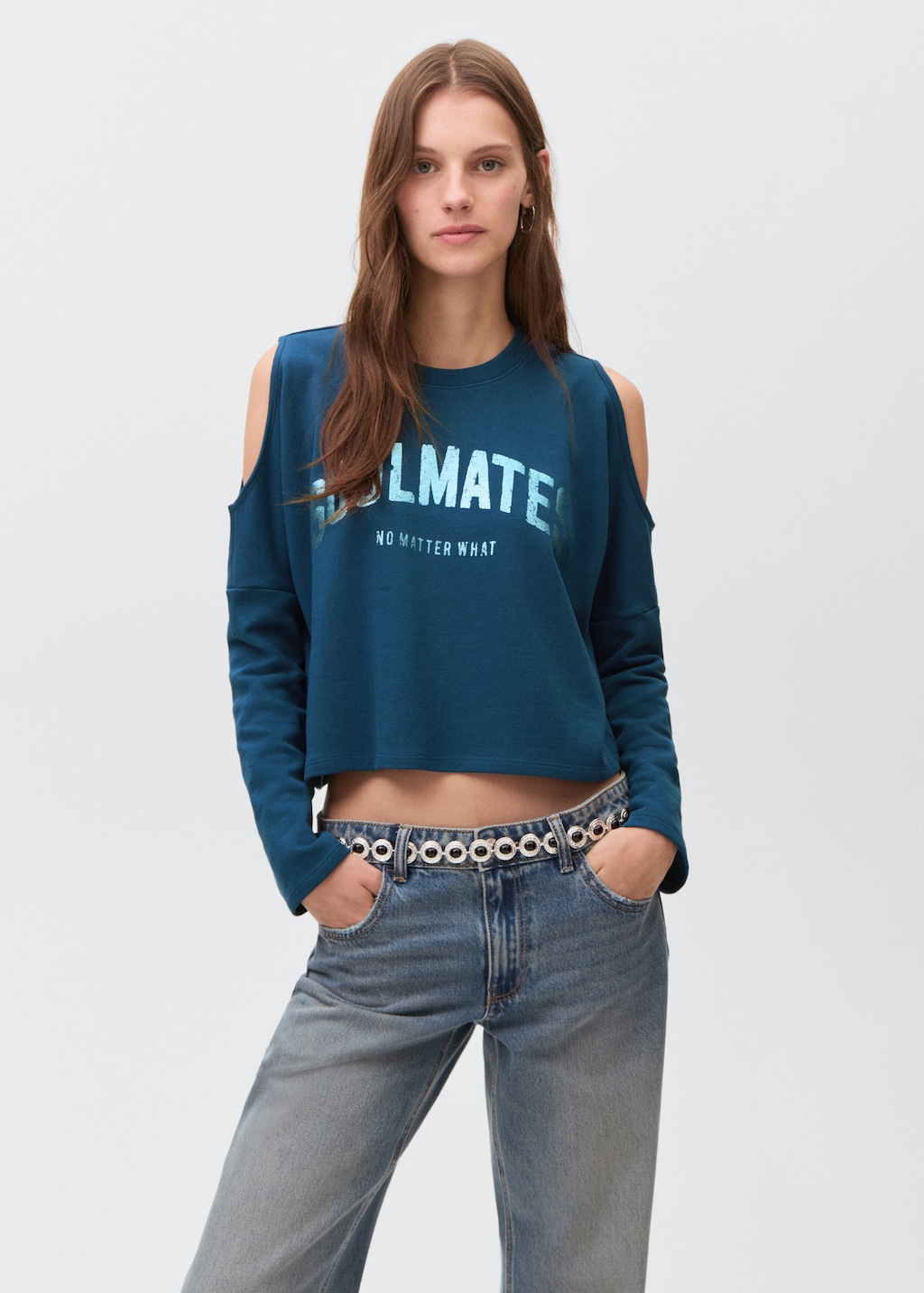 Printed sweatshirt with cut-out