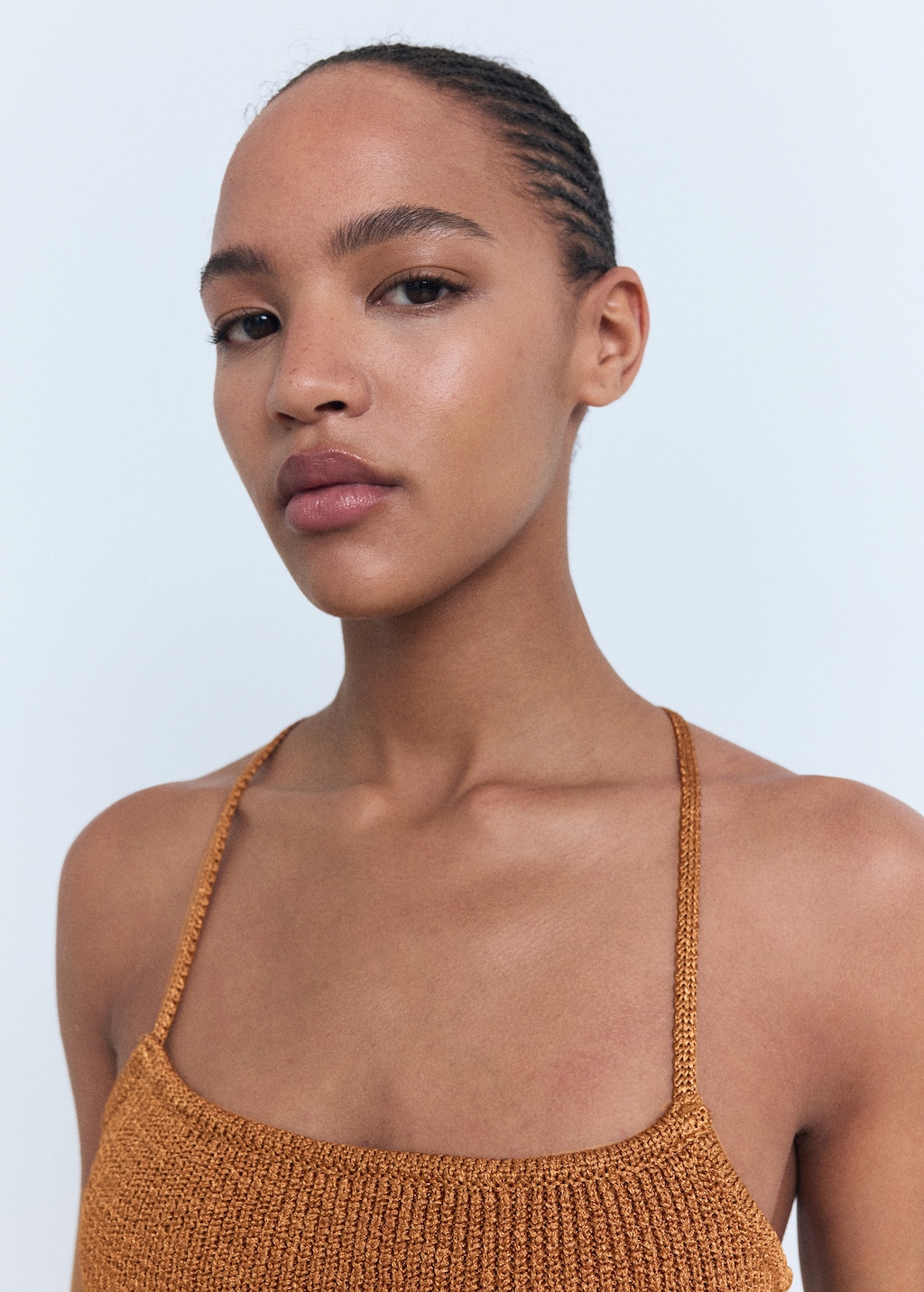 Lurex knitted top with crossed back