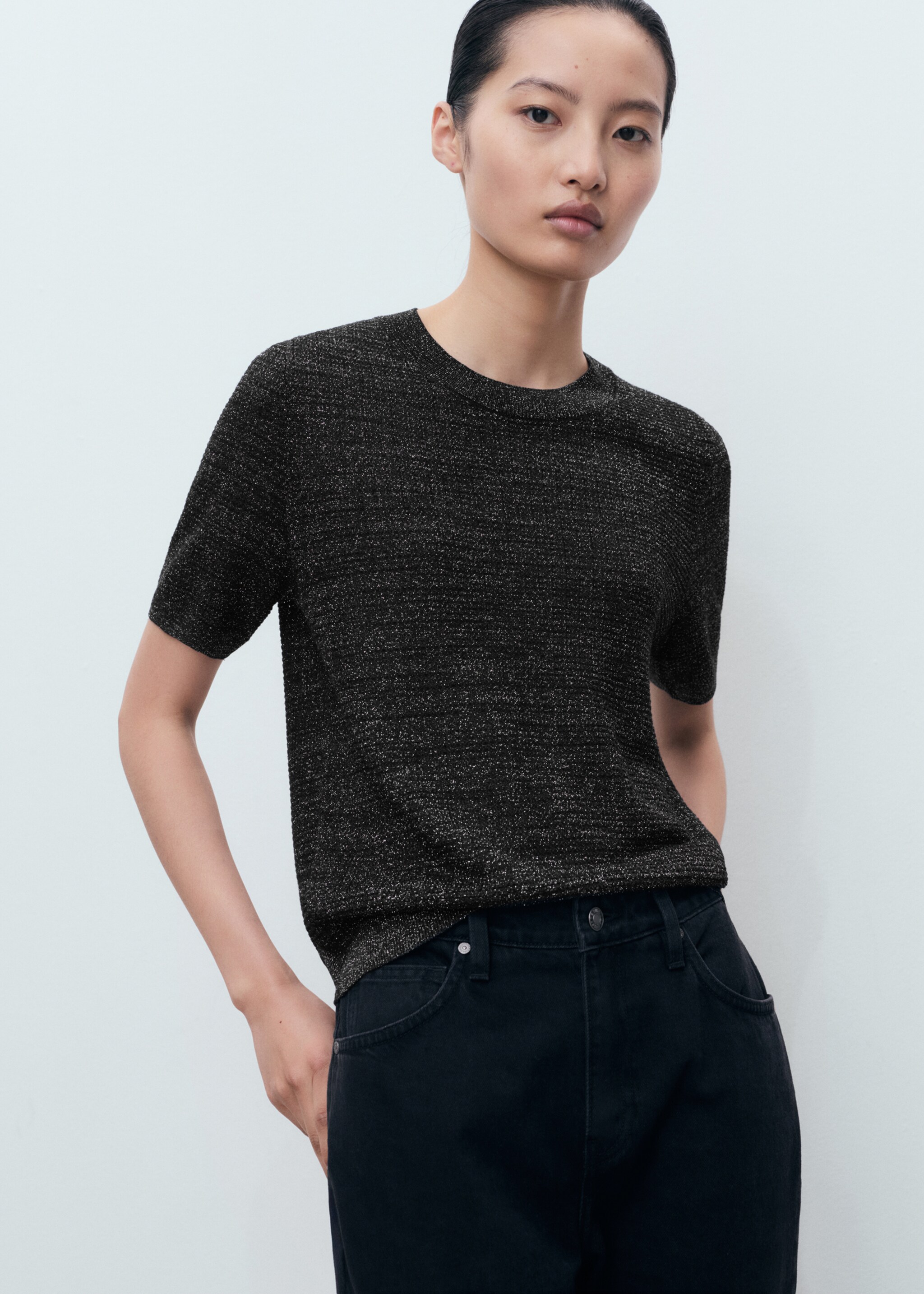 Pull-over Lurex manches courtes - Plan moyen