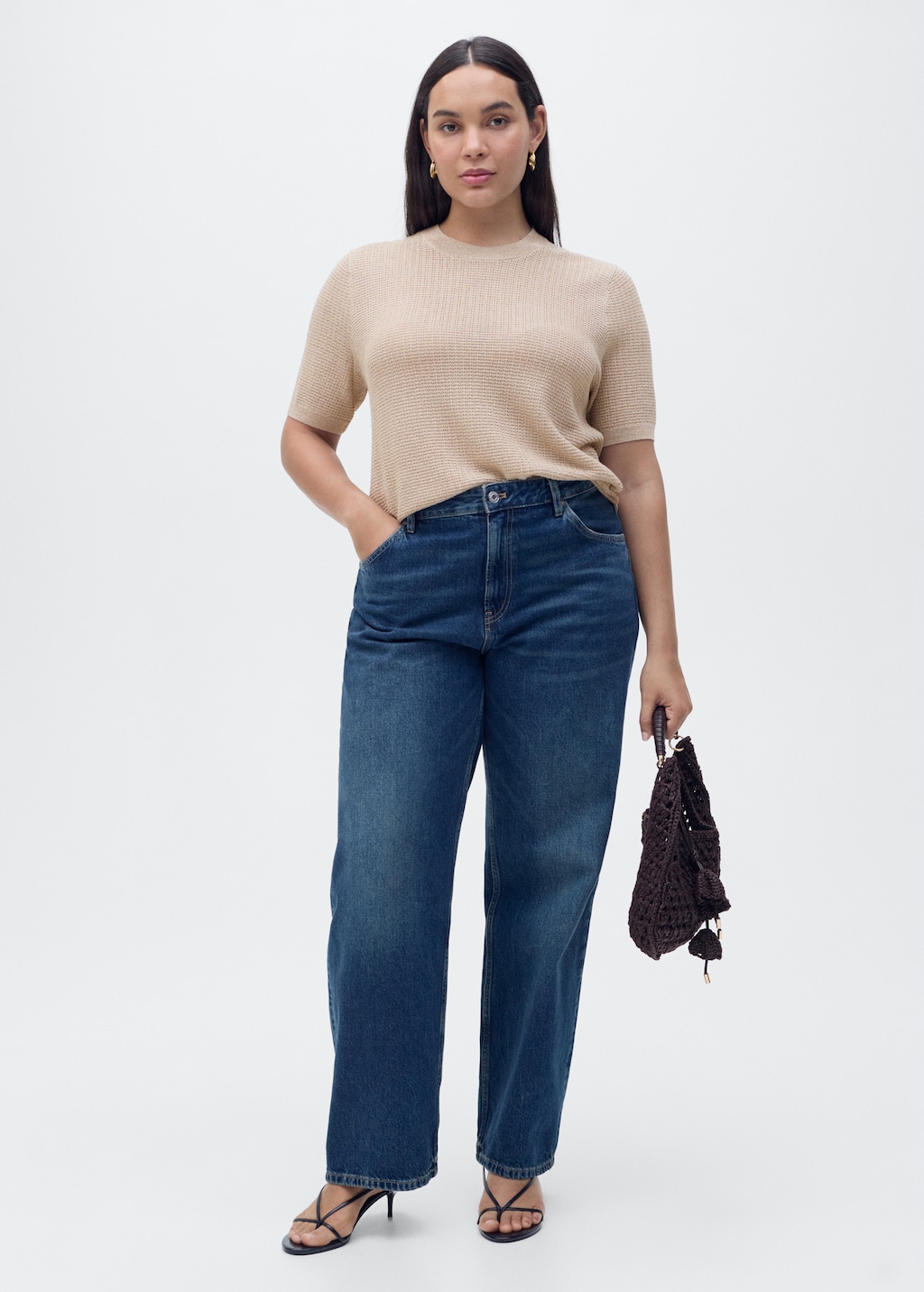 Mango Short-sleeved lurex sweater