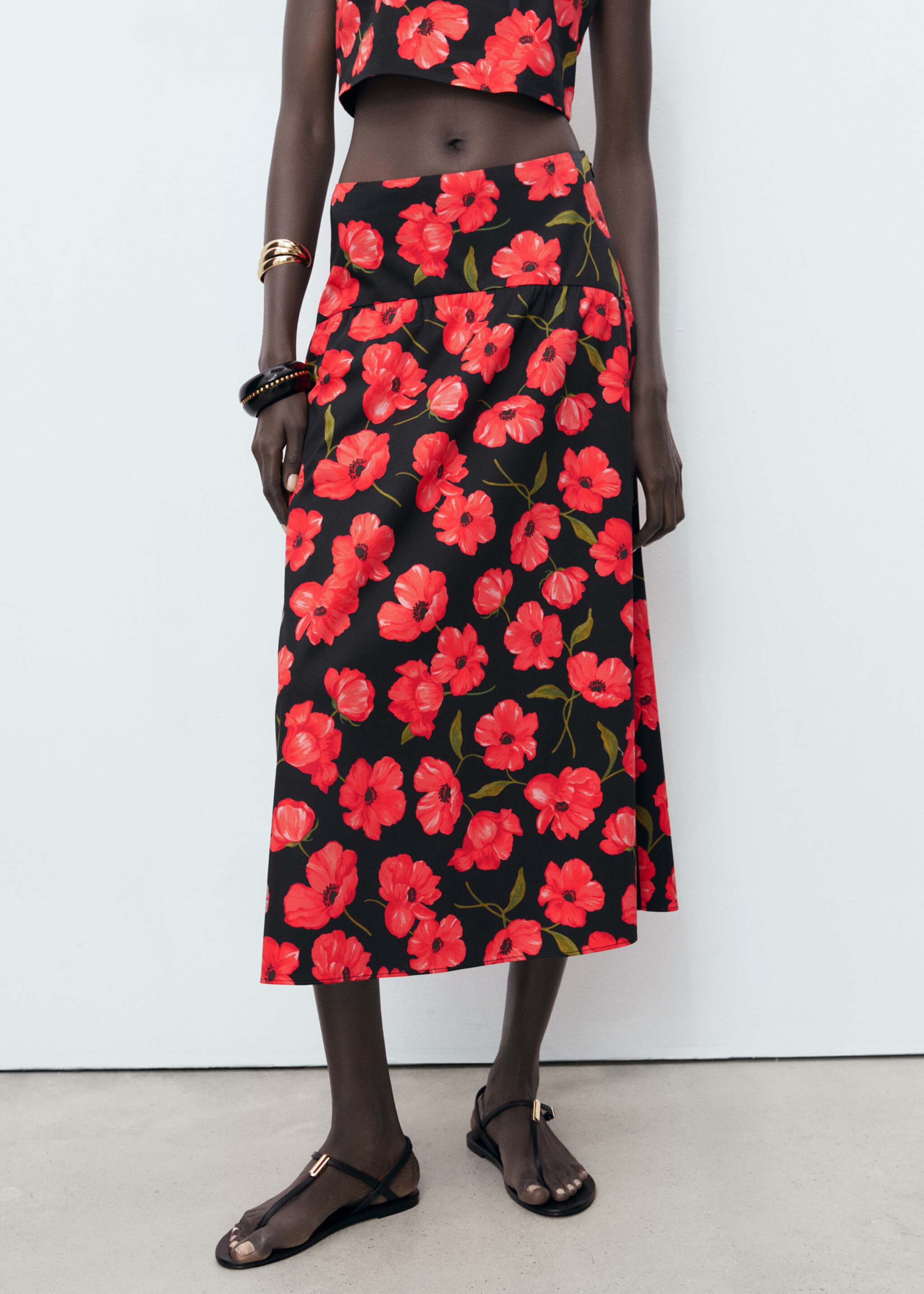 Floral-print flared skirt - Medium plane