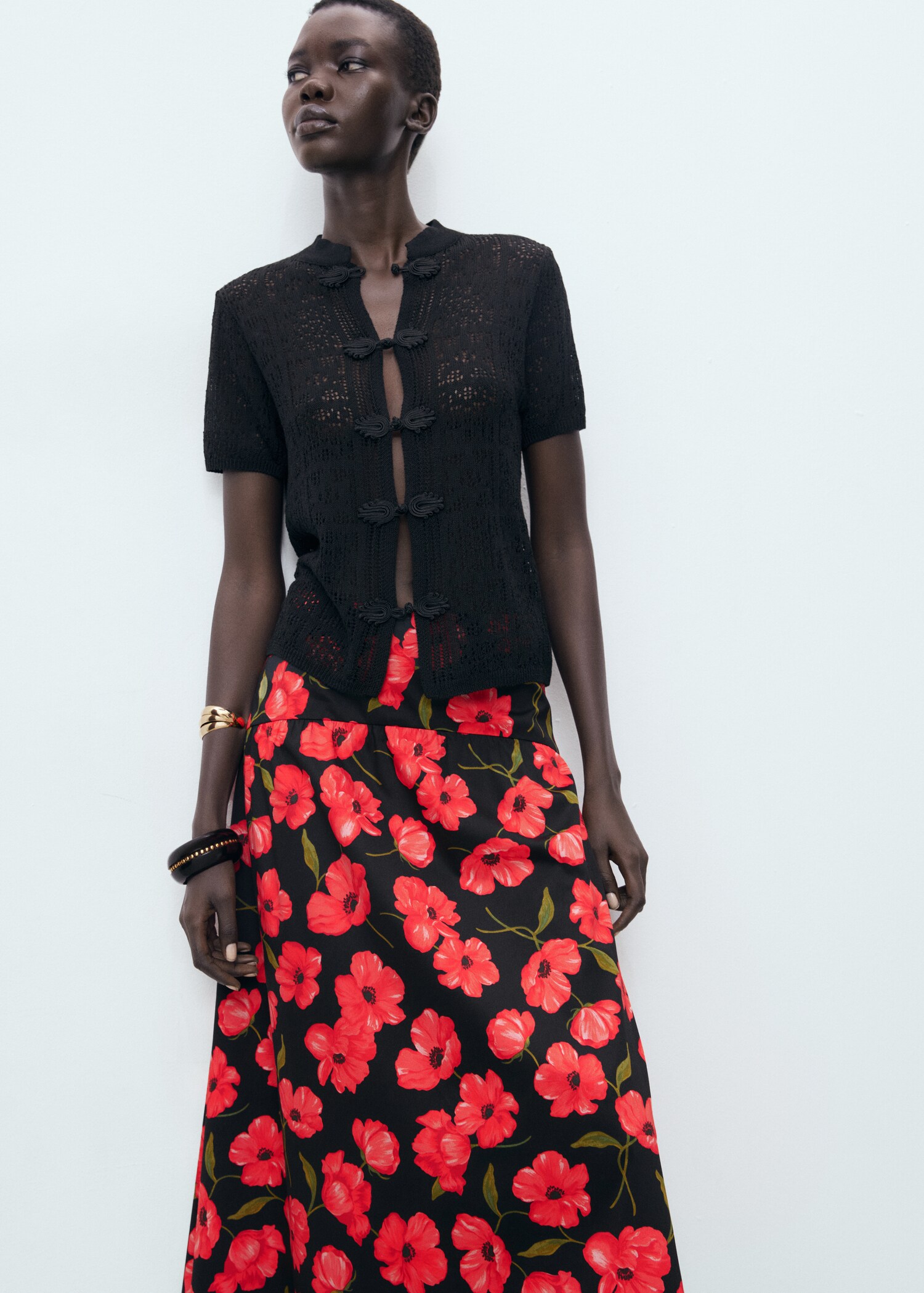 Floral-print flared skirt - Details of the article 1