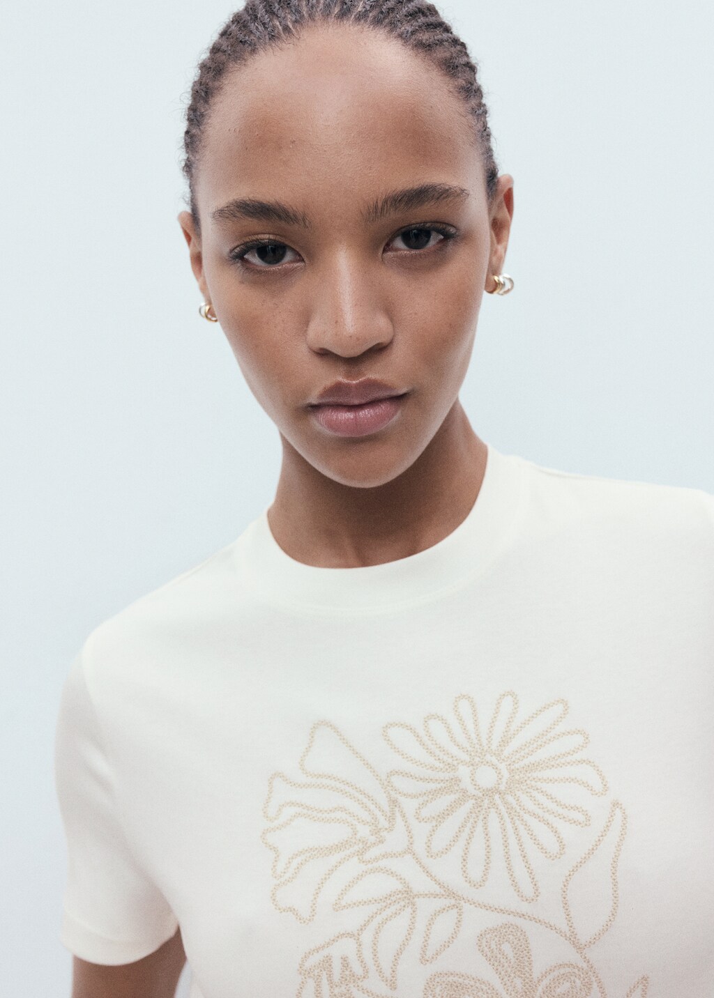 Floral-embroidered cotton t-shirt - image 5