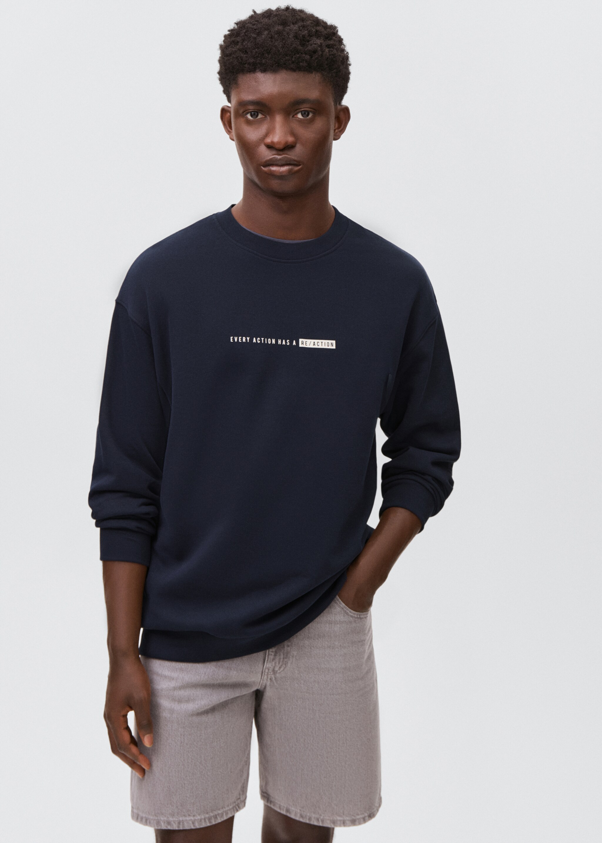Gemustertes Baumwoll-Sweatshirt - Mittlere Ansicht