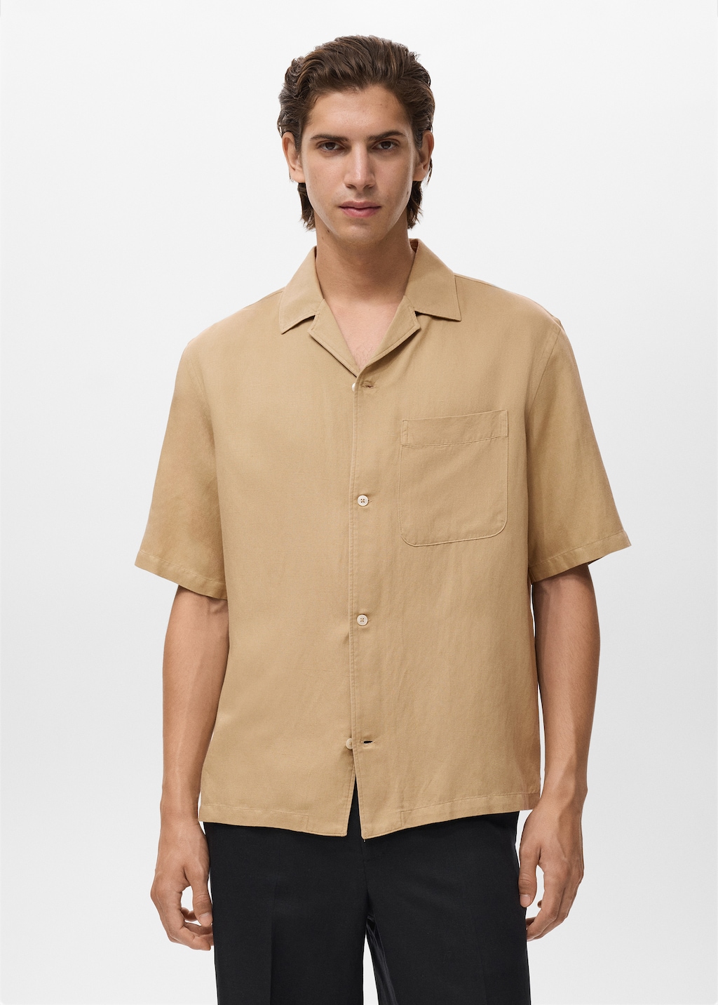 Regular-fit linen blend shirt