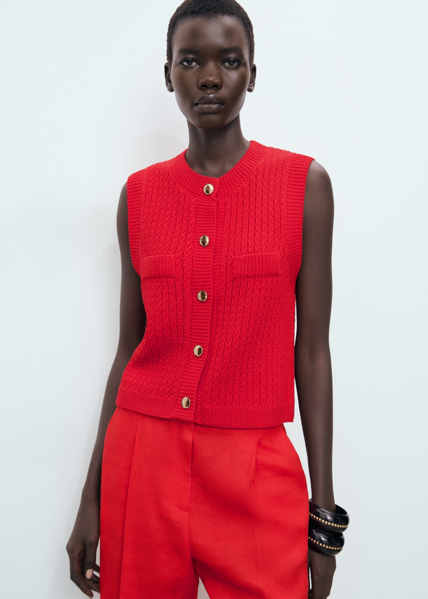 Gilet maille épaisse boutons Femme MANGO Belgique