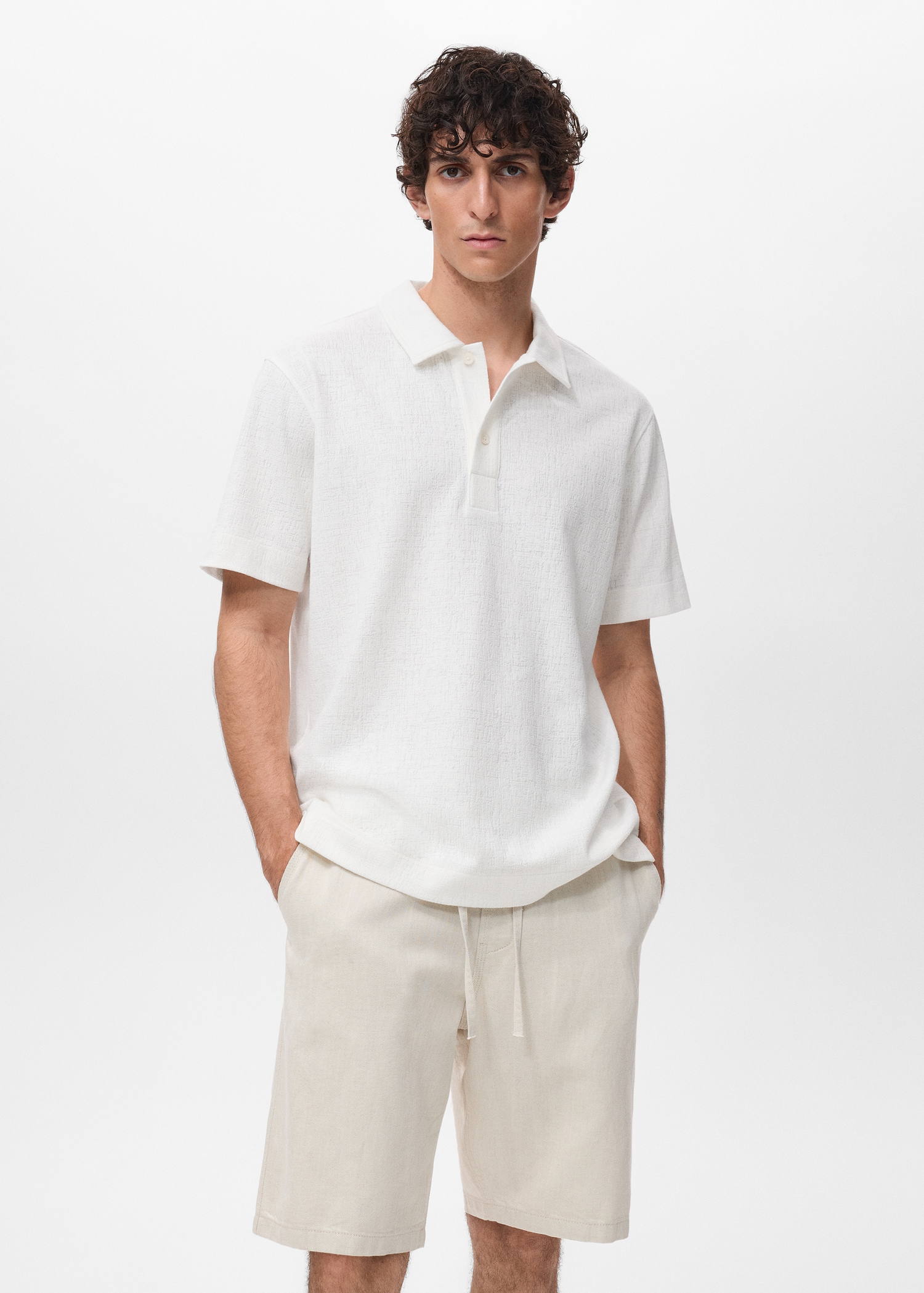 Structured knitted polo shirt - Main Image