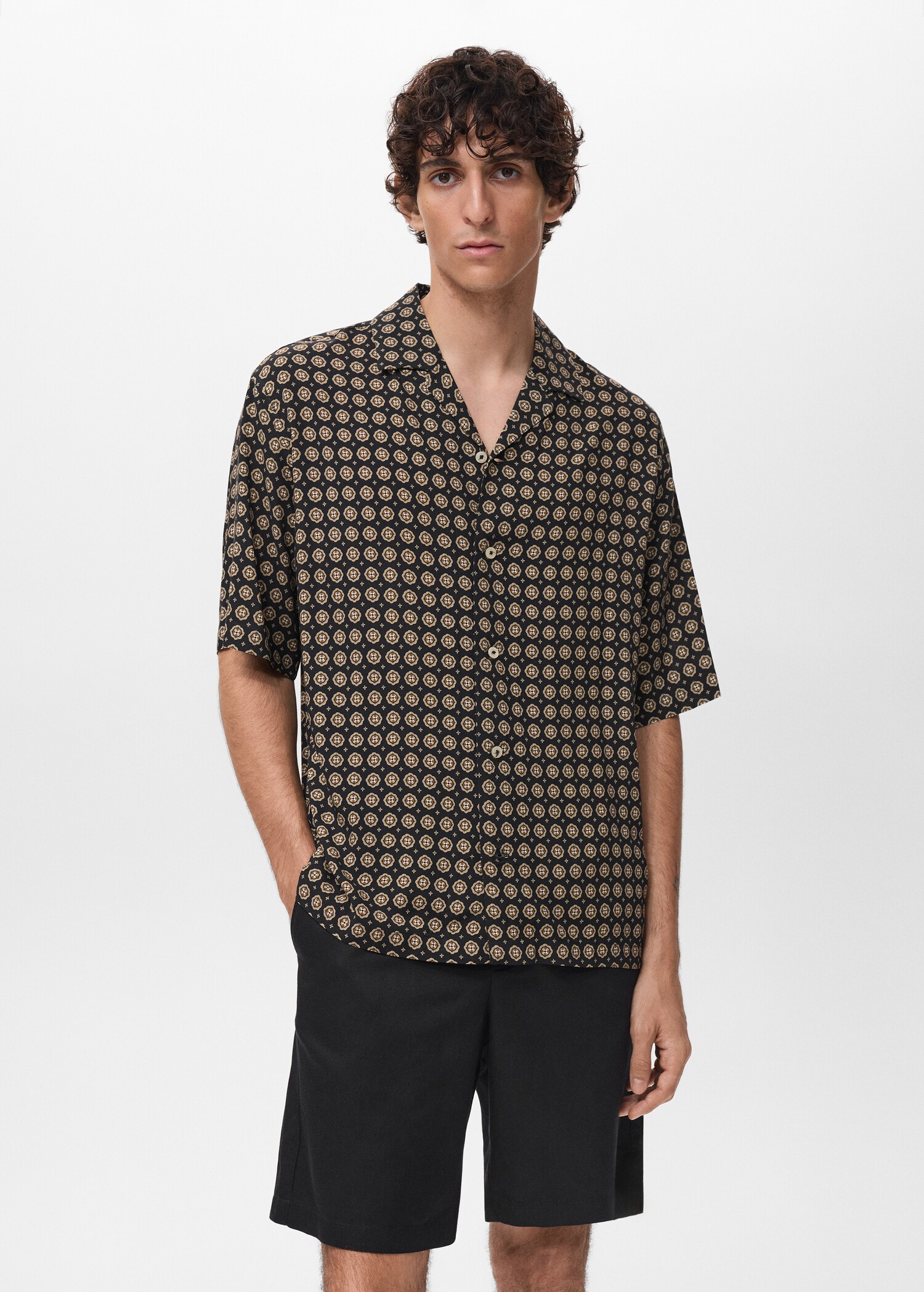 Printed fluid regular-fit shirt - Medium plane