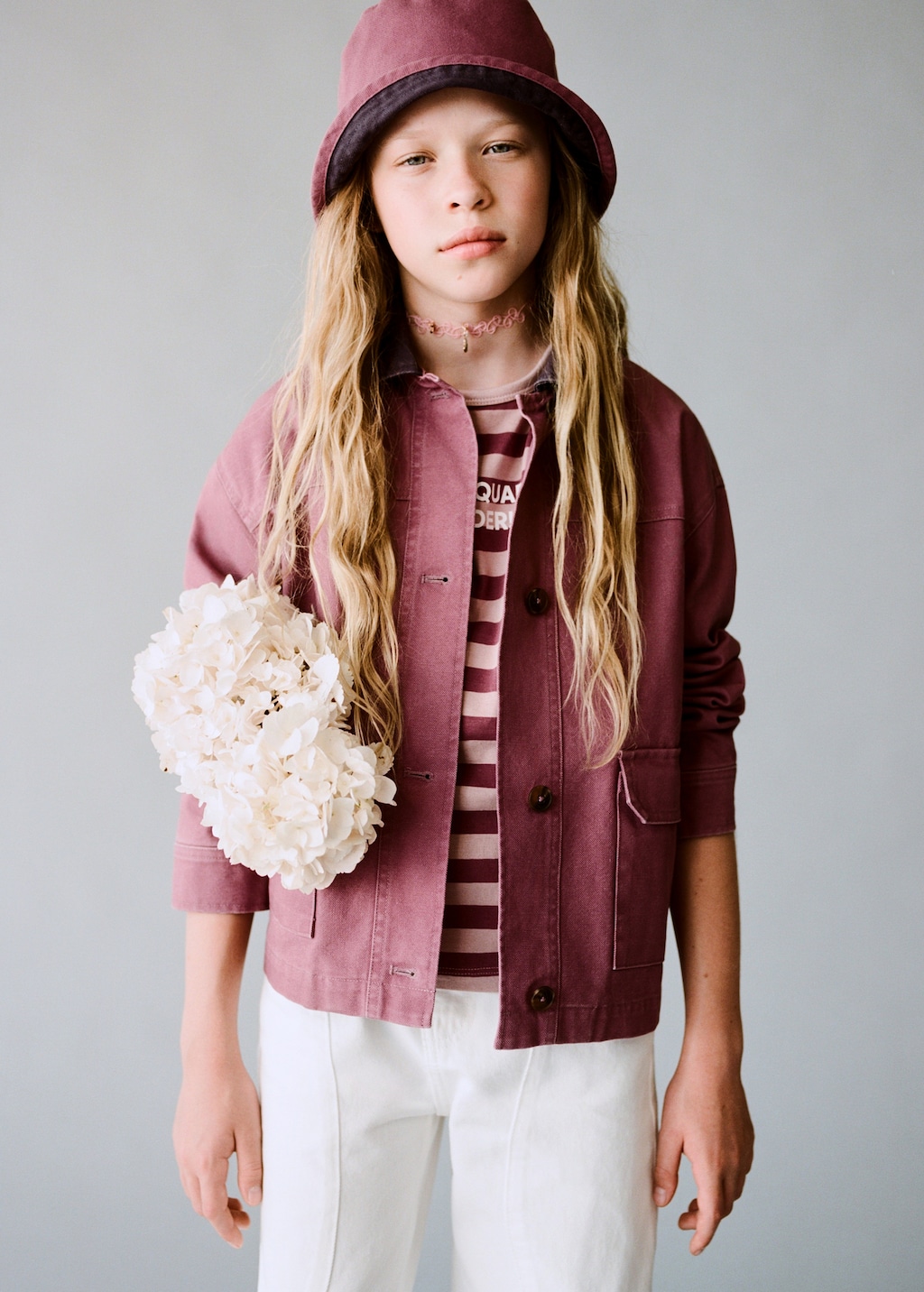 Denim barn jacket with contrasting collar