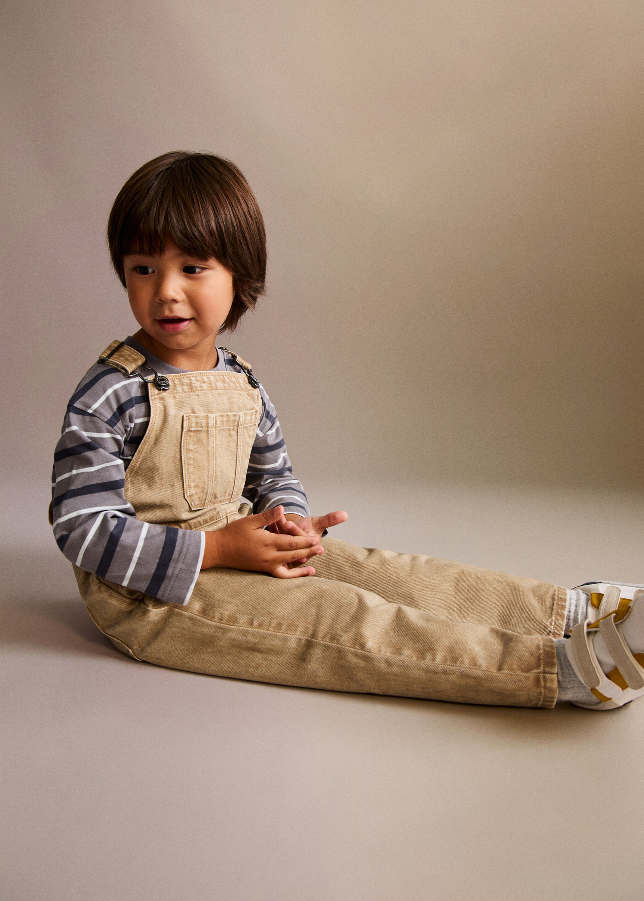 Long denim dungarees - Medium plane, Tobacco Brown. Ref: 17043283-00.
