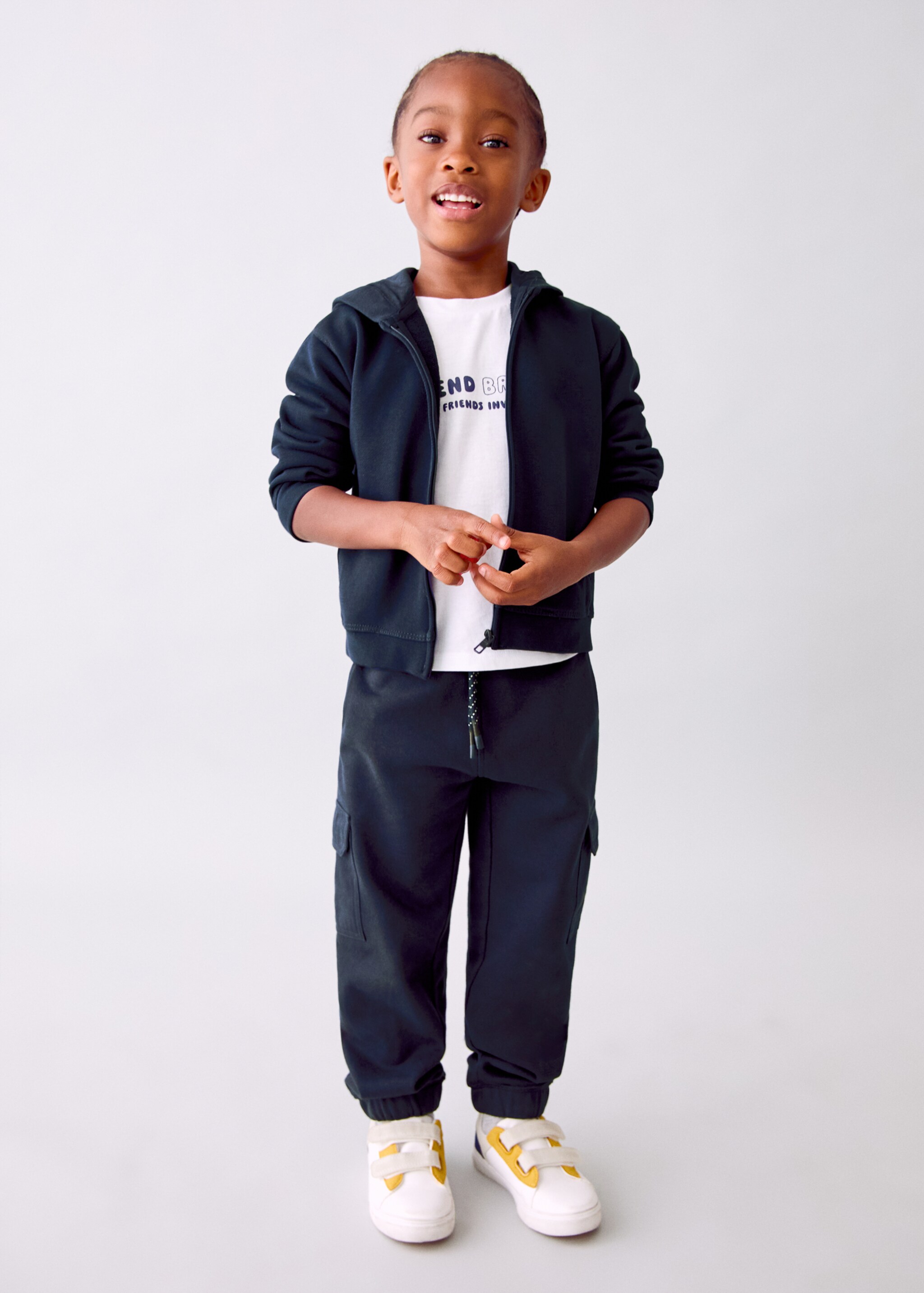 Cargo joggers with drawstring - Medium plane, Navy. Ref: 17043287-00.