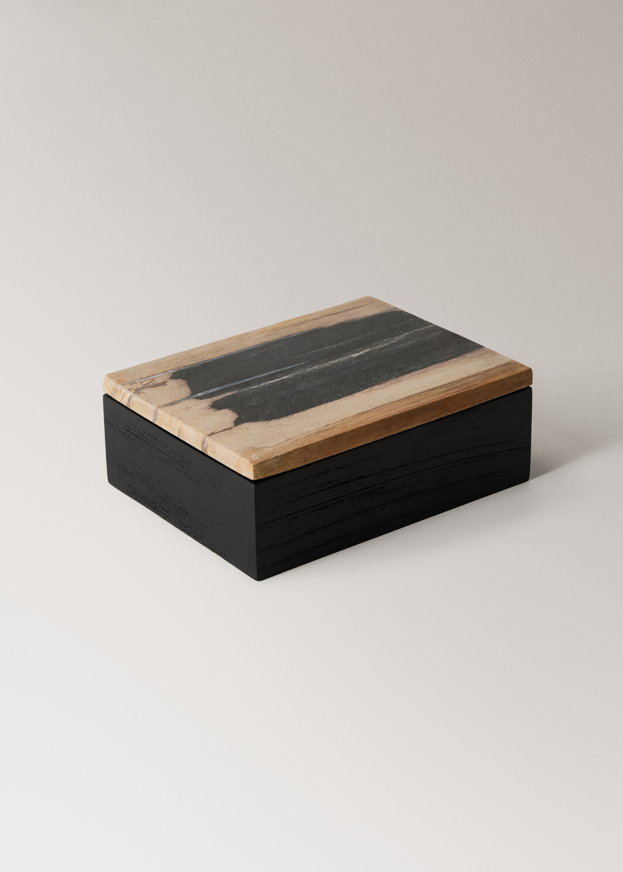 Velká dekorativní krabice z petrifikovaného dřeva - Detail zboží 2, Černá. Ref: 17043325-00.