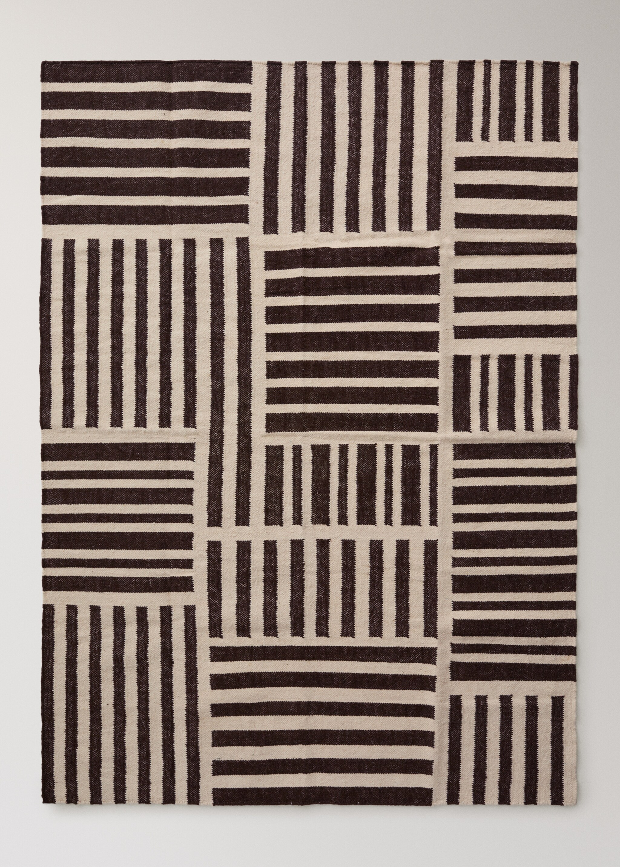 Alfombra lana efecto patchwork rayas - Artículo sin modelo, Marrón. Ref: 17043328-00.
