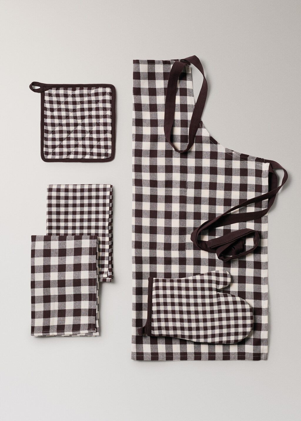 Gingham check cotton oven mitt