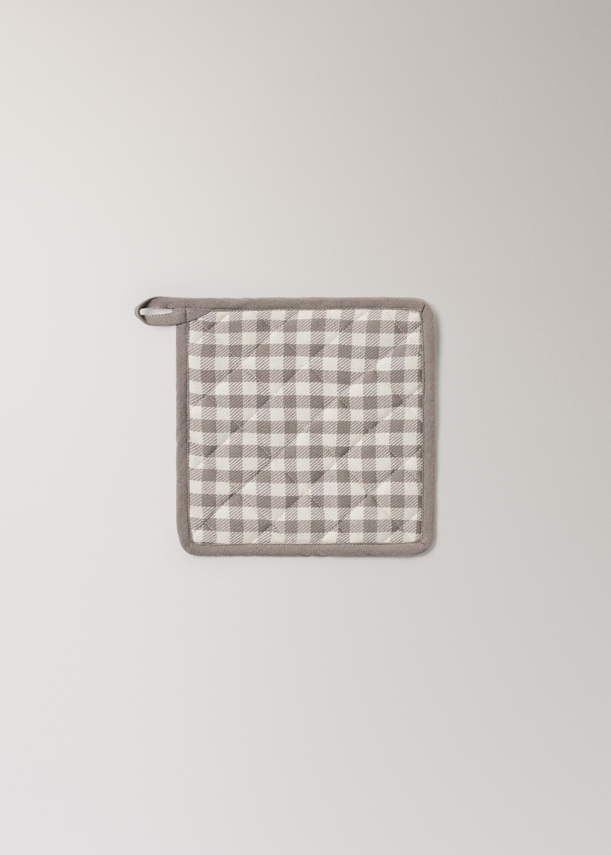 Gingham check cotton pot holder - Article without model, Light/Pastel Brown. Ref: 17043330-00.