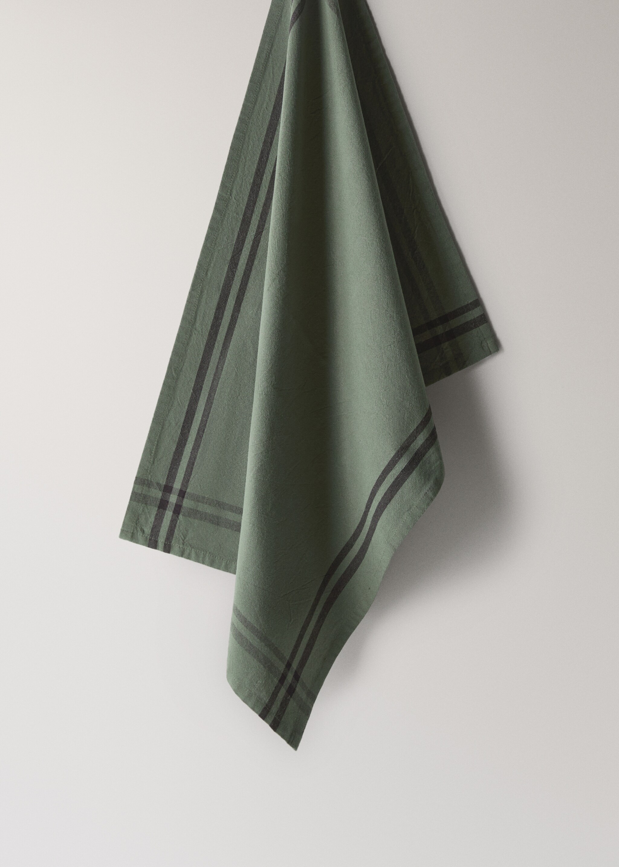 Cotton striped kitchen towels - Article without model, Medium Green. Ref: 17043331-00.