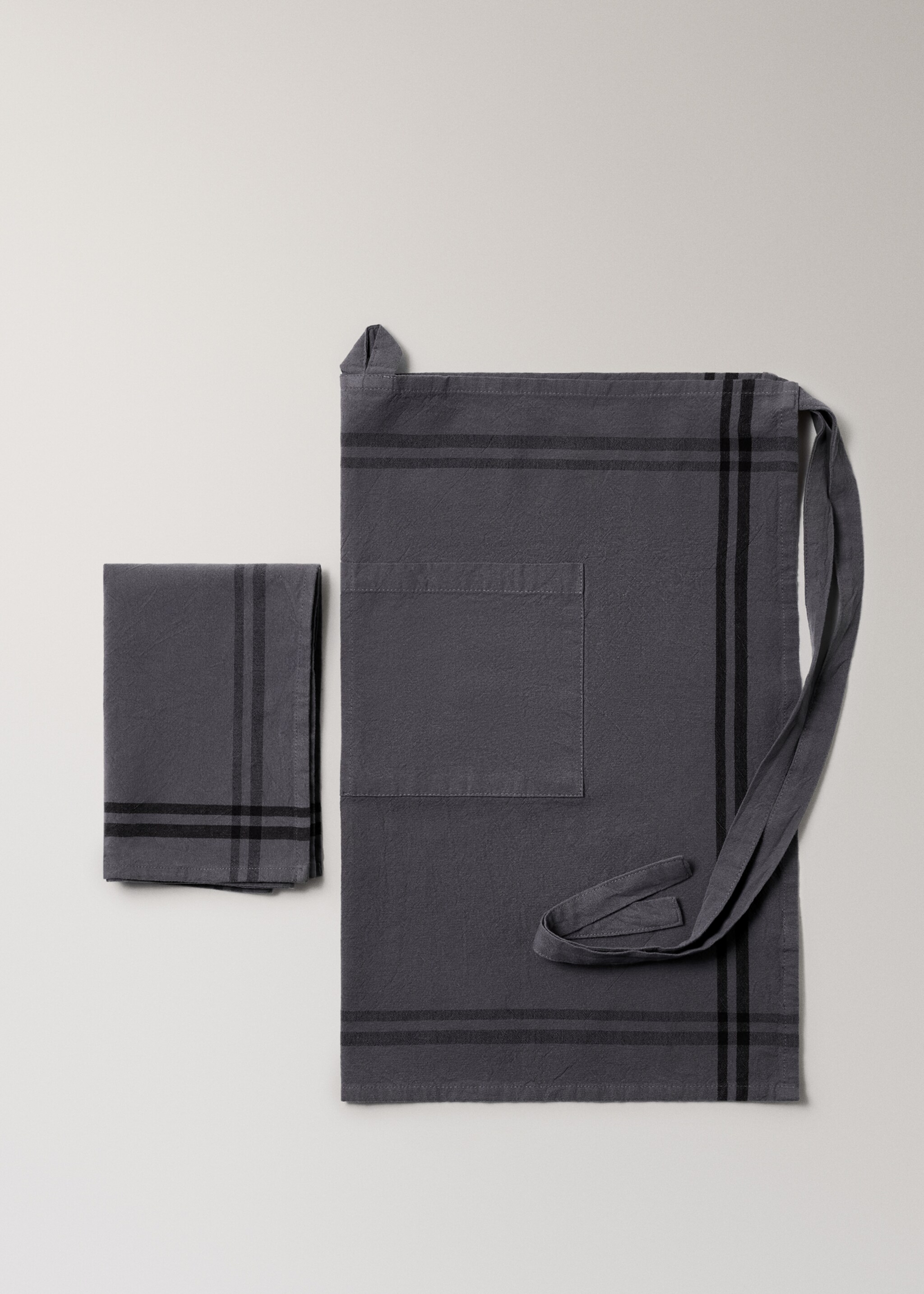 100% cotton striped dish towel - Details of the article 3, Ink Blue. Ref: 17043331-00.