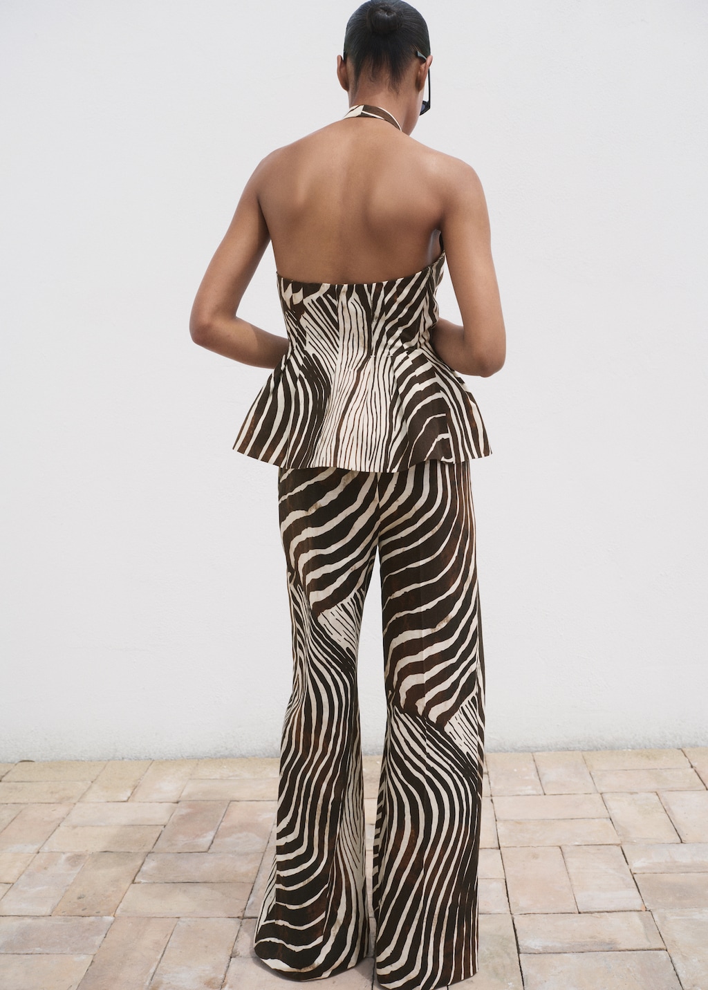 Zebra-print linen pants