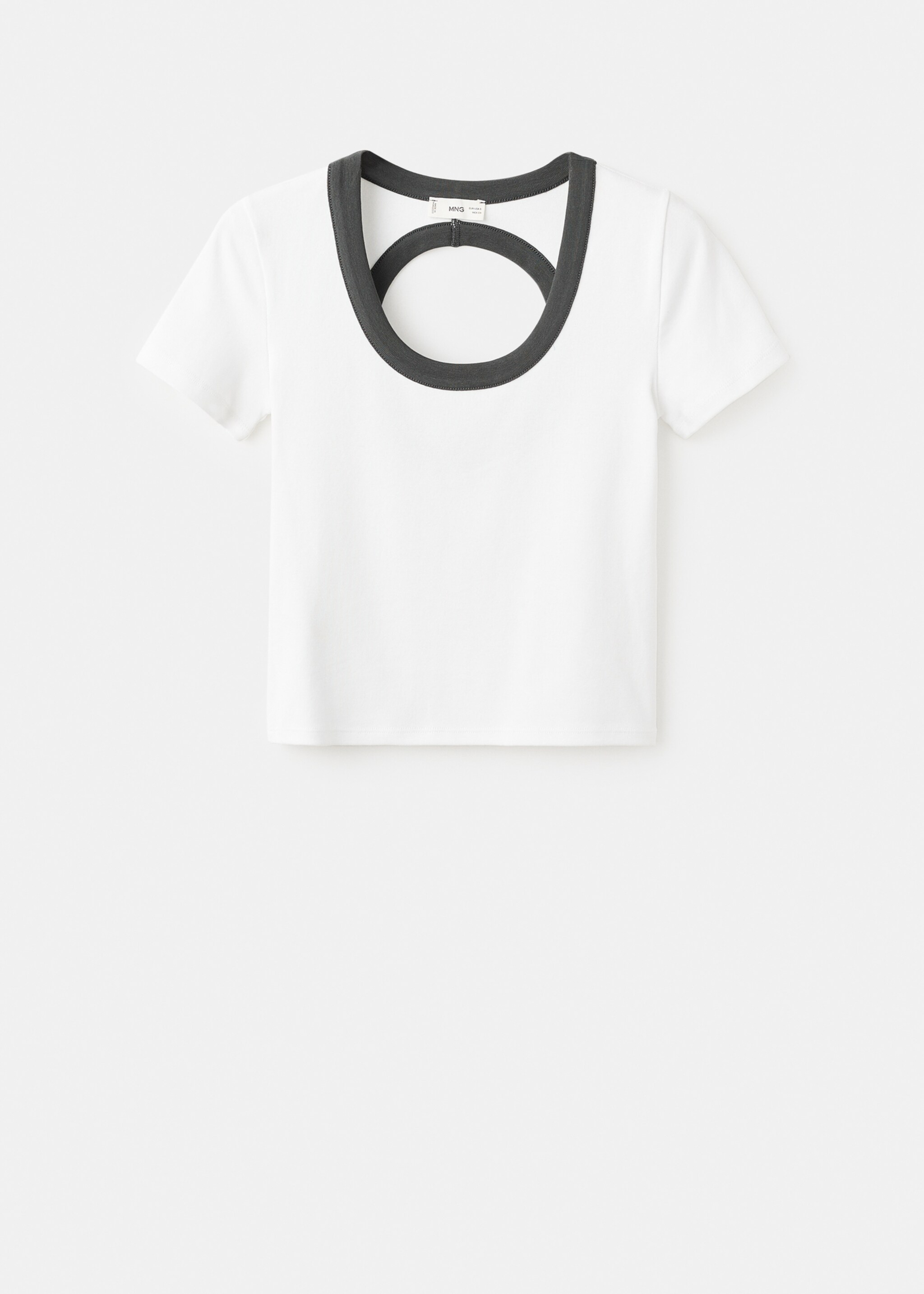 Contrasting collar cotton t-shirt - Article without model, Off White. Ref: 17043335-00.
