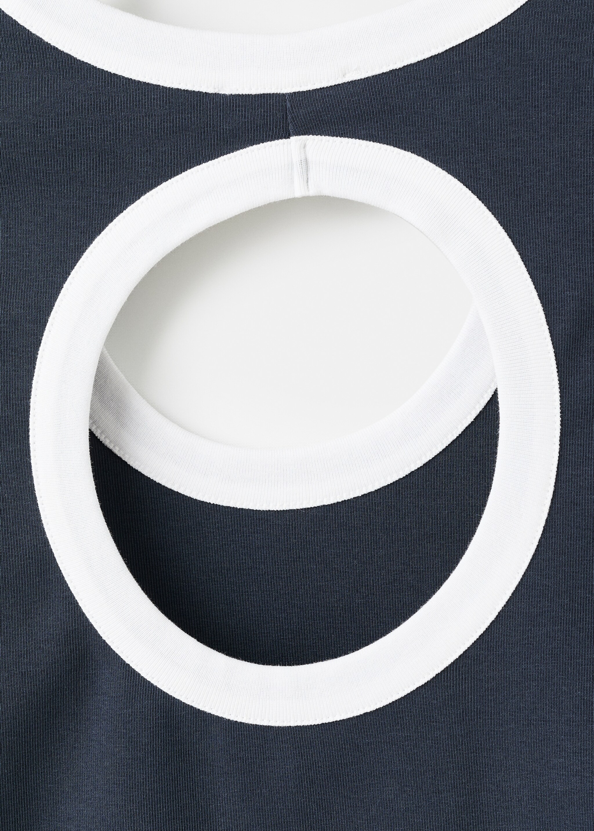 Contrasting collar cotton t-shirt - Details of the article 0, Navy. Ref: 17043335-00.