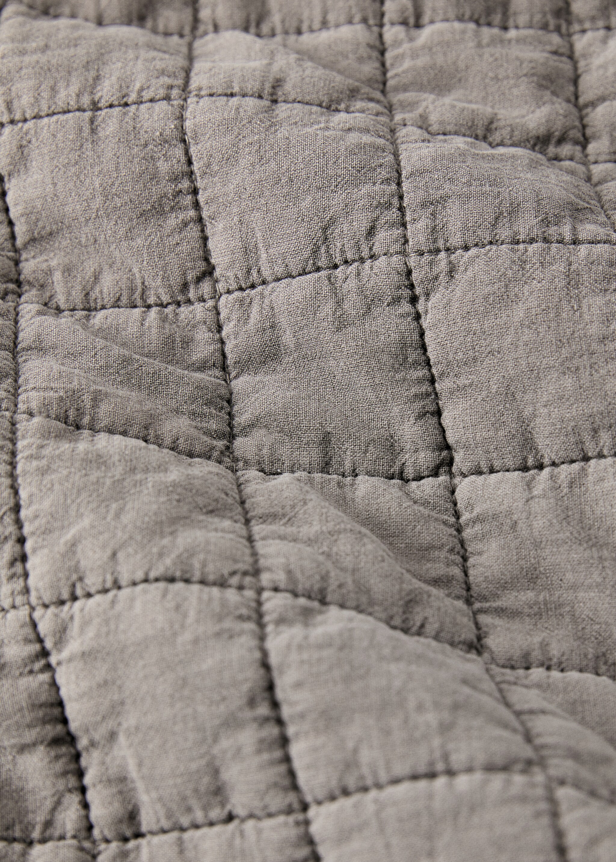 Washed cotton check bedspread for cot - Details of the article 1, Medium Brown. Ref: 17043827-00.