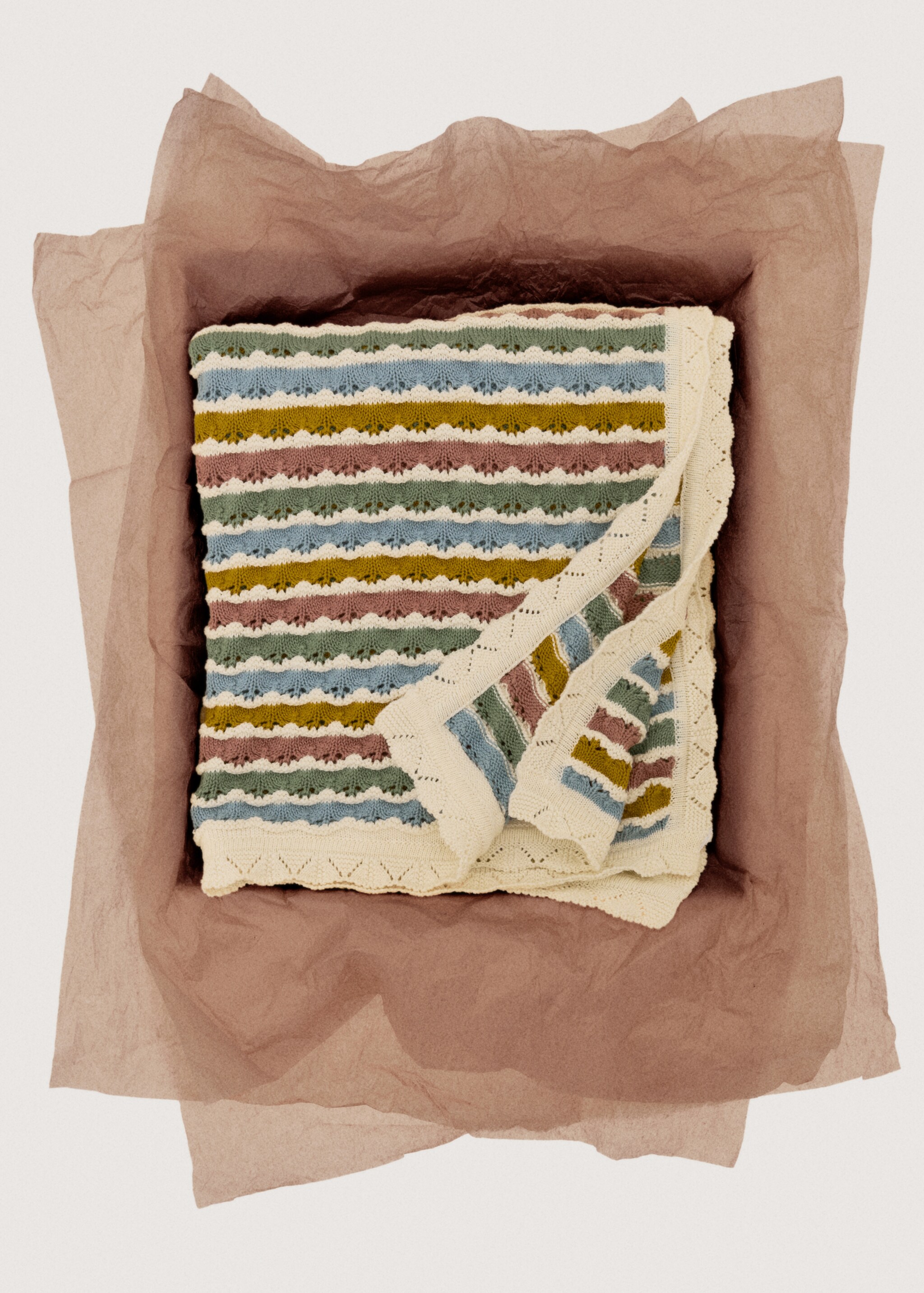 Gestreifte Kinderdecke aus 100 % Baumwolle mit Lochmuster - Detail des Artikels 7, Tintenblau. Ref: 17043828-00.