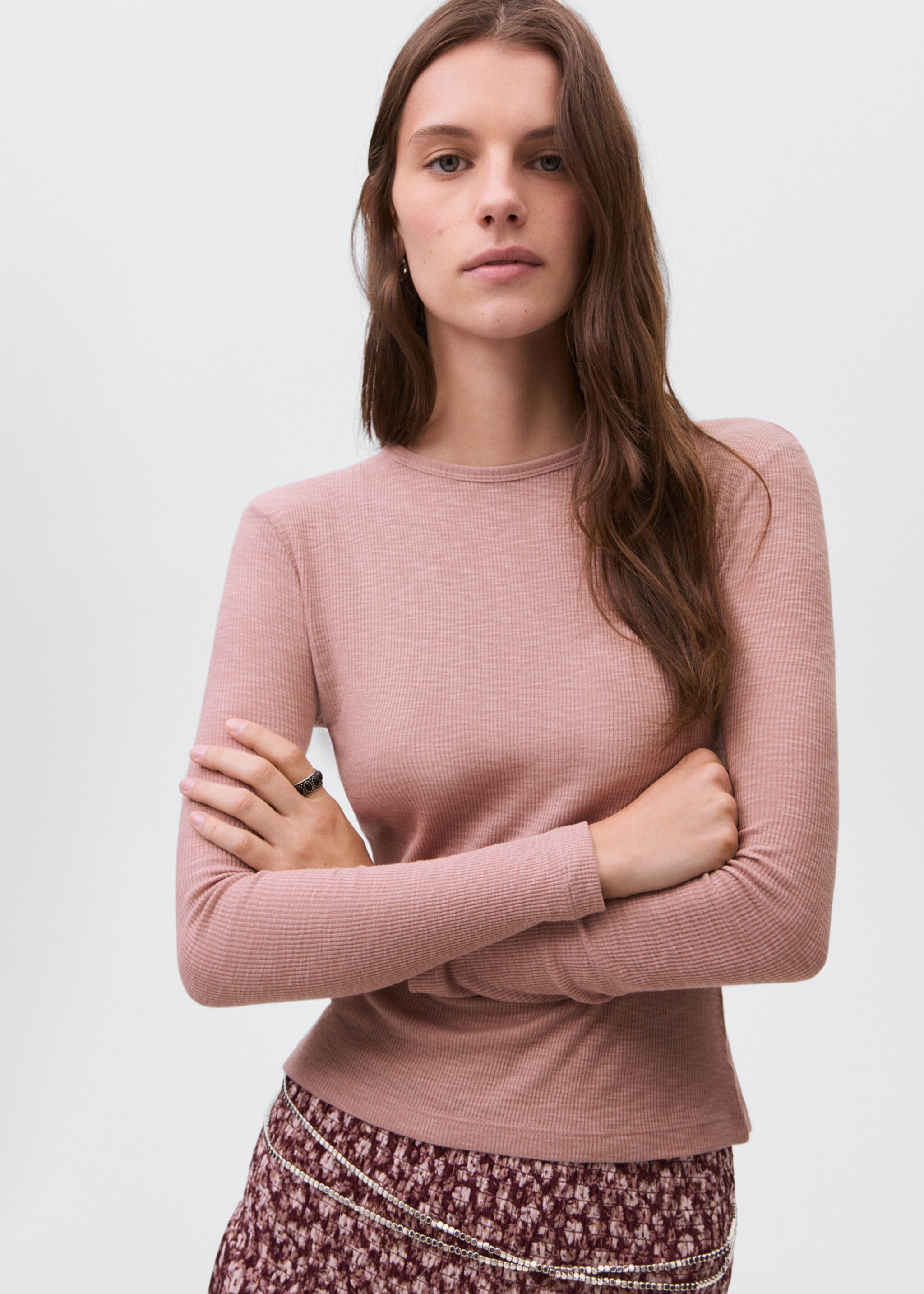 Long-sleeved knitted t-shirt - Medium plane