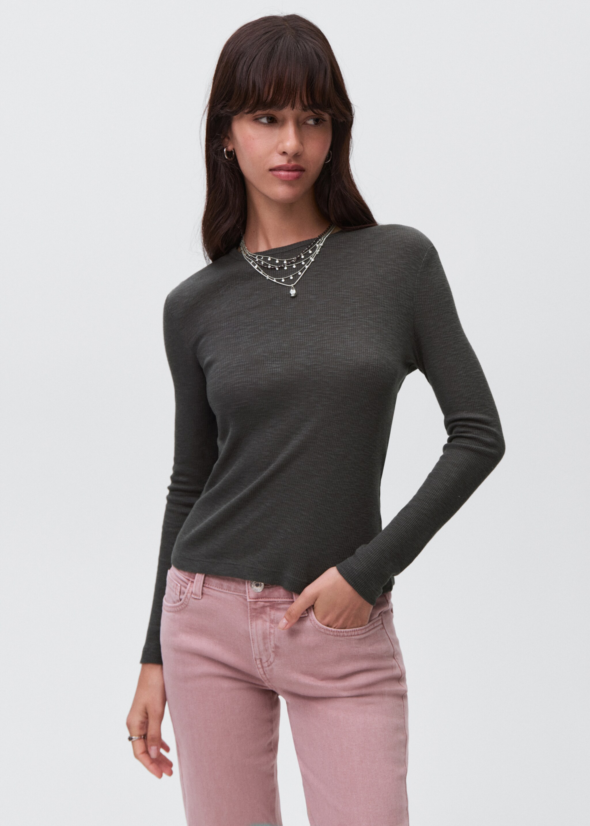 Long-sleeved knitted t-shirt - Medium plane