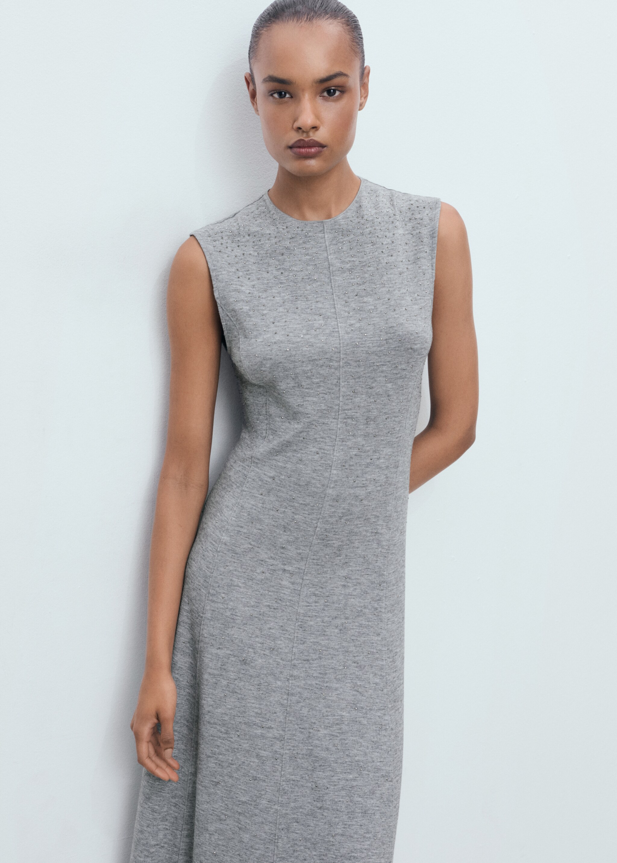 Rhinestone dress with seams - Medium plane, Dark Heather Grey. Ref: 17044075-00.