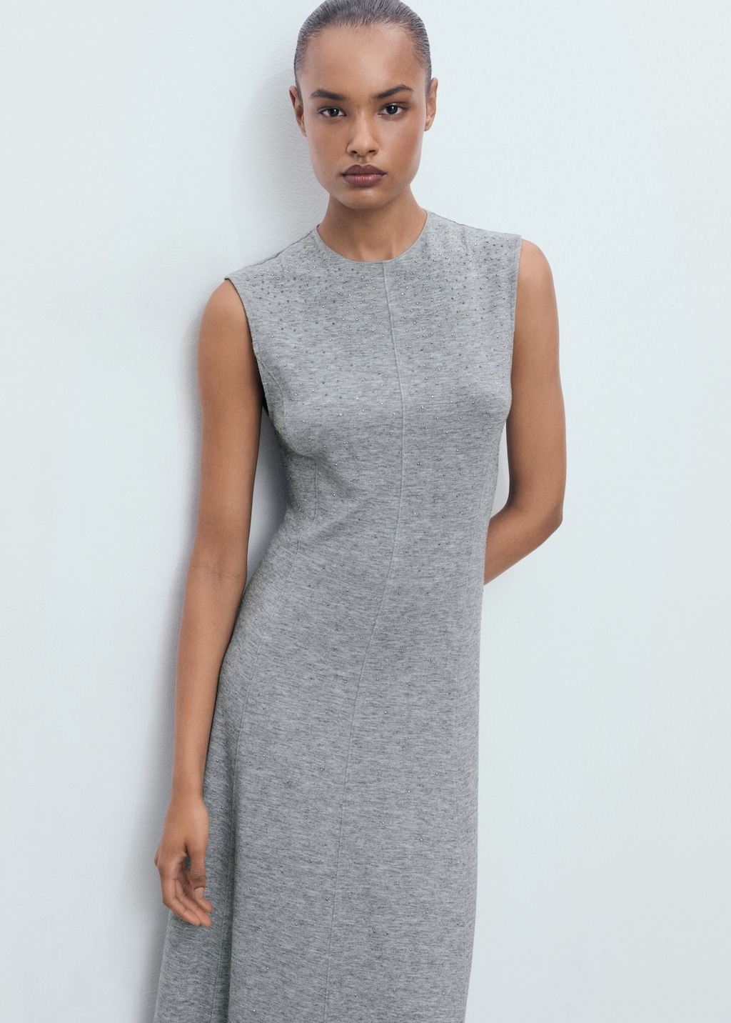 Dress with rhinestone seam