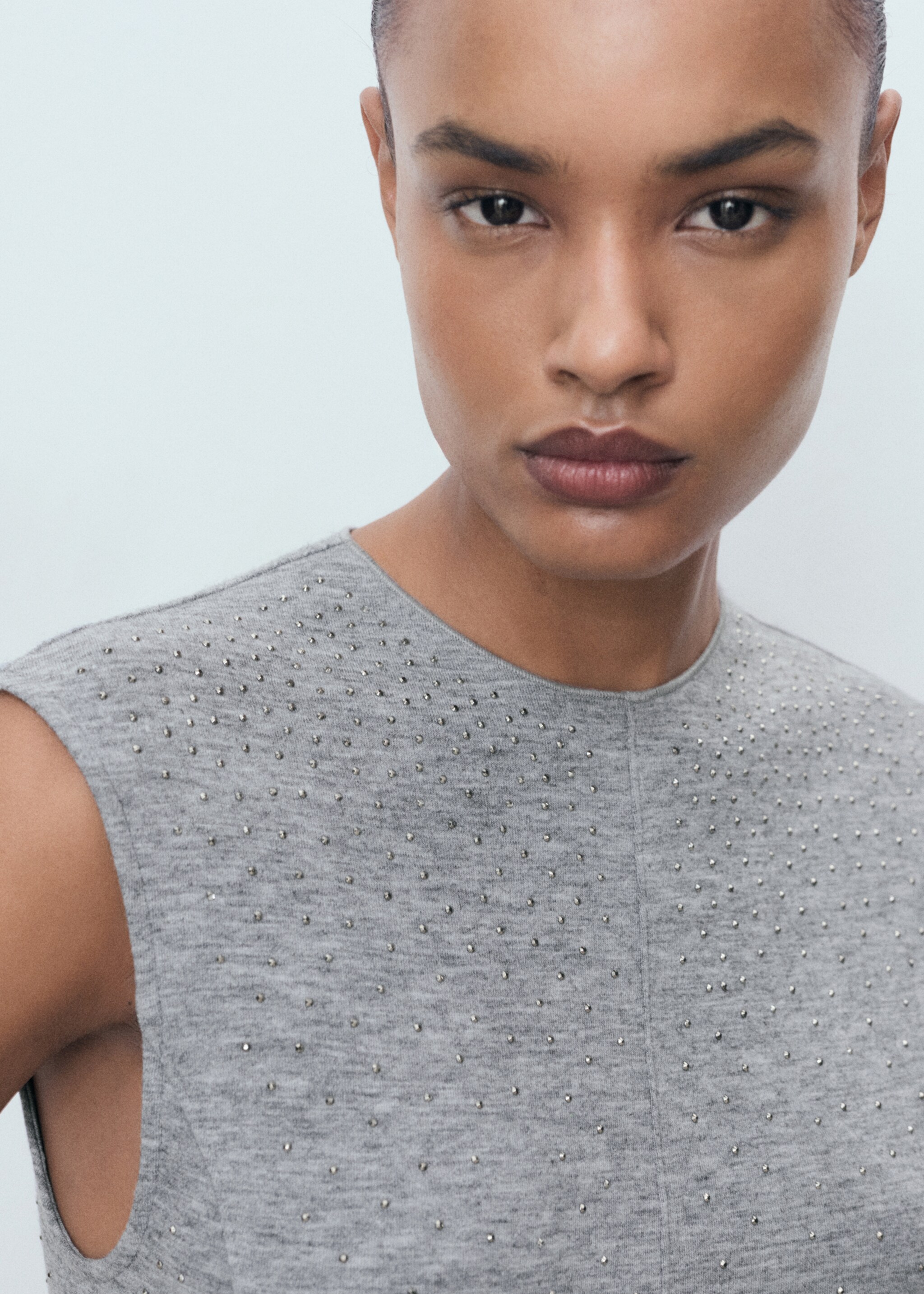 Rhinestone dress with seams - Details of the article 1, Dark Heather Grey. Ref: 17044075-00.