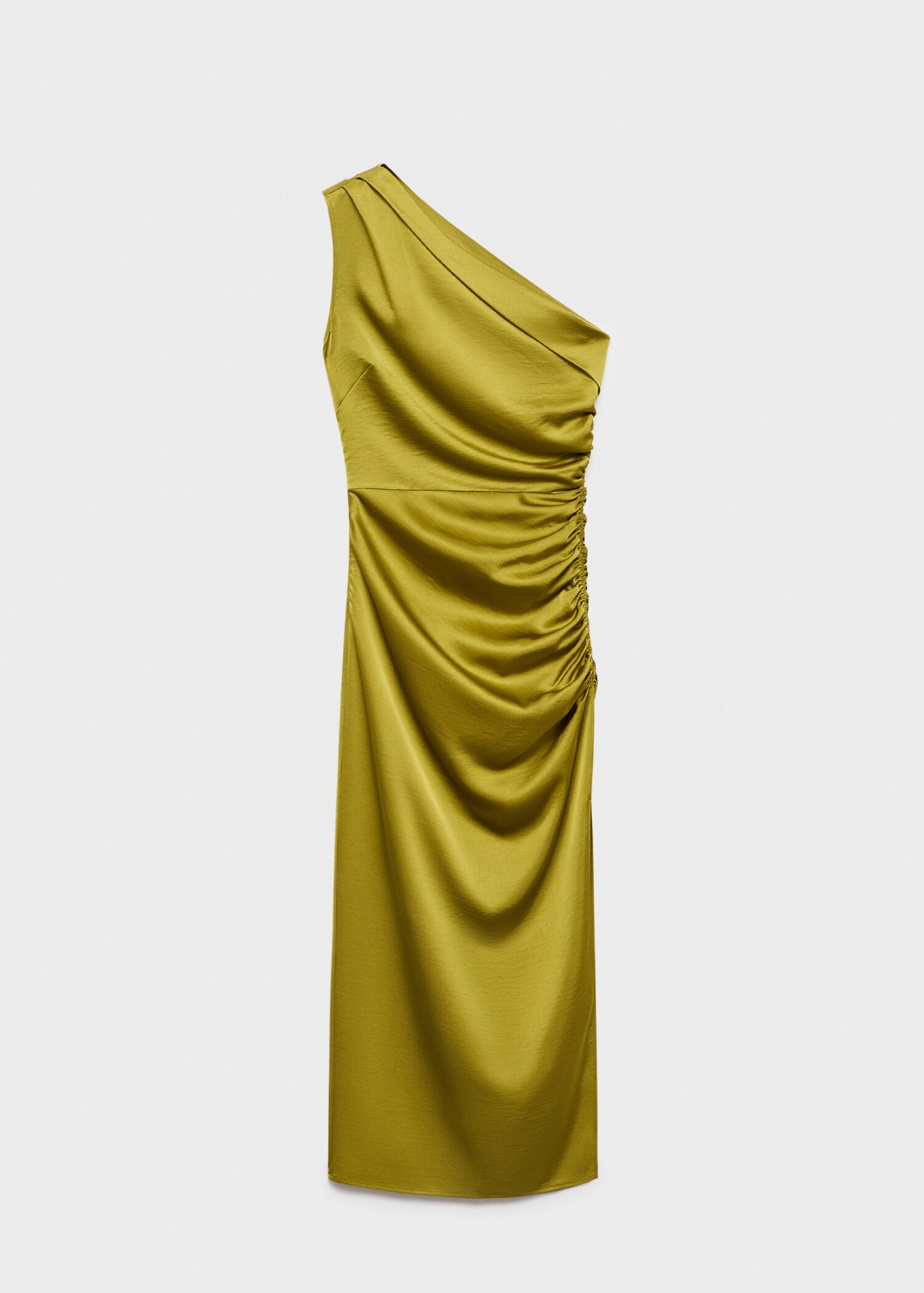 Asymmetrical satin dress with side slits - Article without model