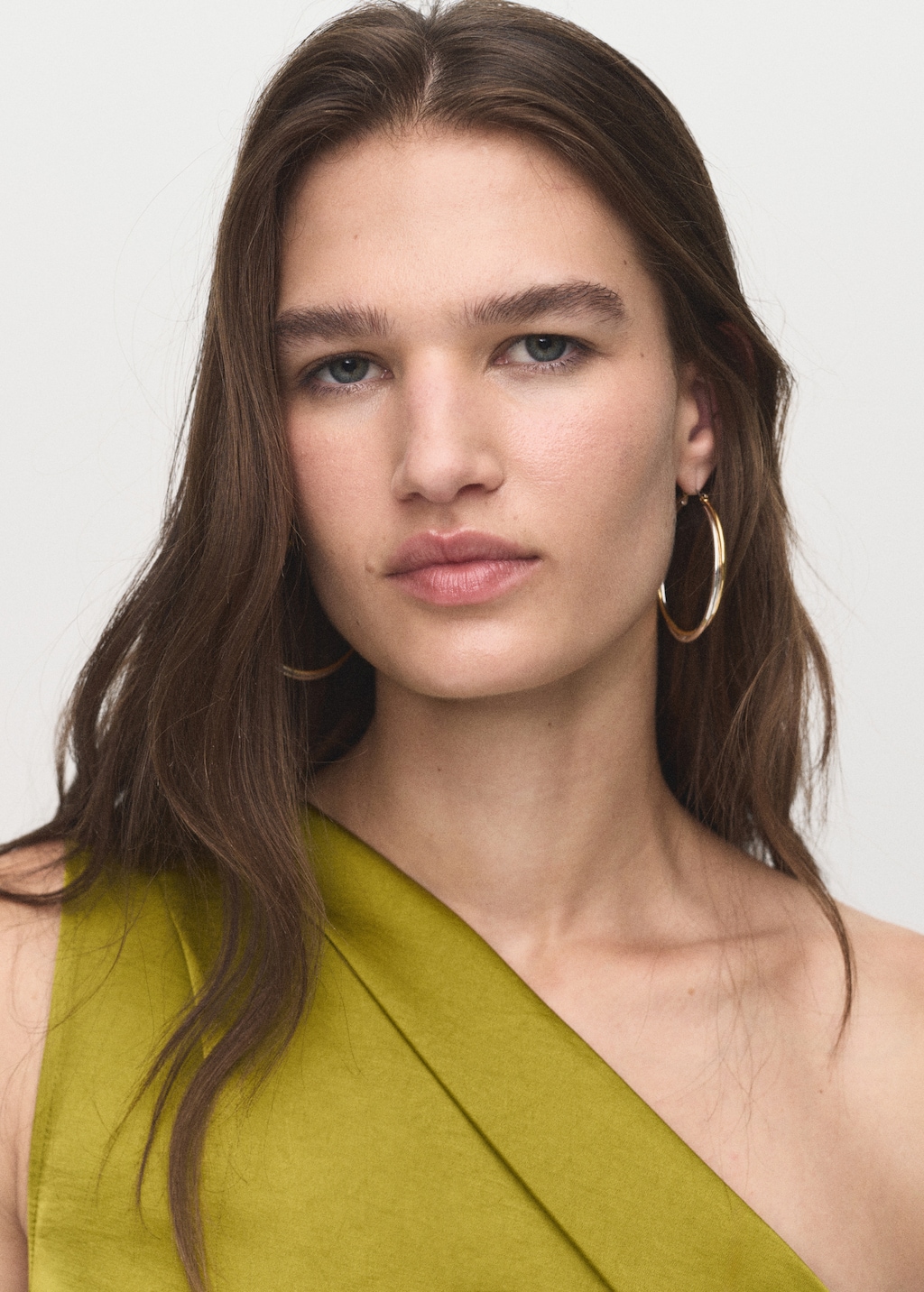 Asymmetrical satin dress with side slits